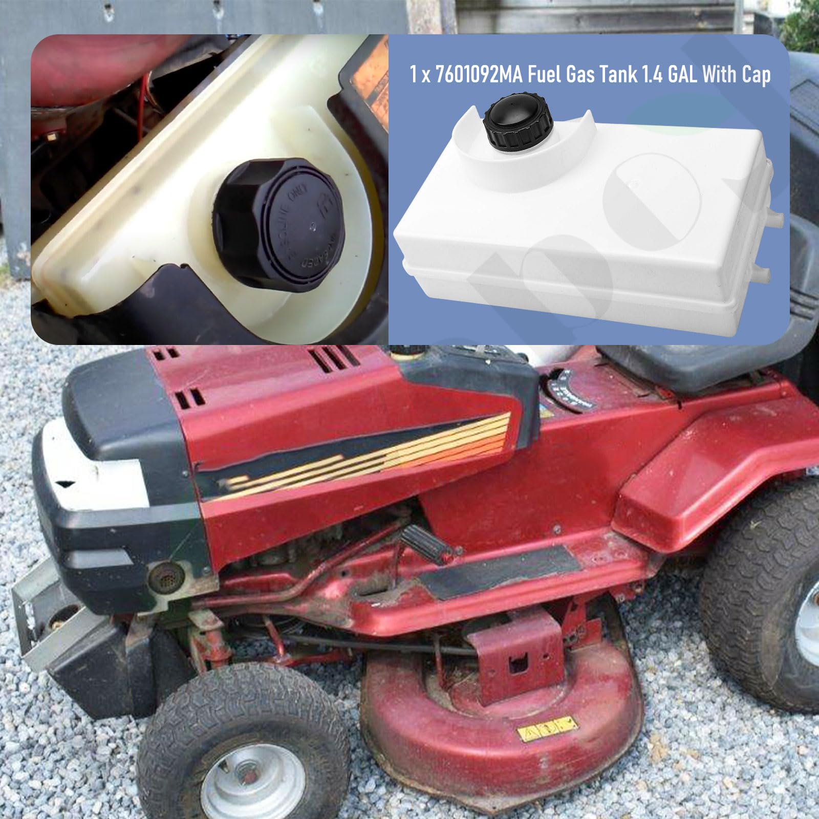 7601092MA - Depósito de combustible de 1.4 galones con tapa compatible con cortacésped B&S Murray 94073 690280 7601090 7601092 94073MA 690294MA