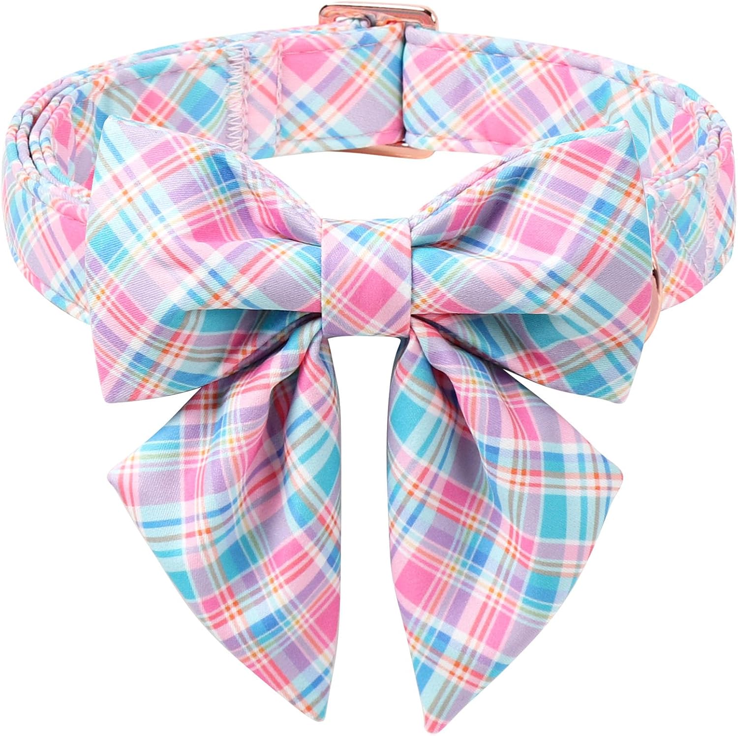 ARING PET Summer Dog Collar with Bow, Cute Pink Sailor Bowtie Pet Collars with Metal Buckle for Puppy Small Medium Large Boy Girl Dogs-M