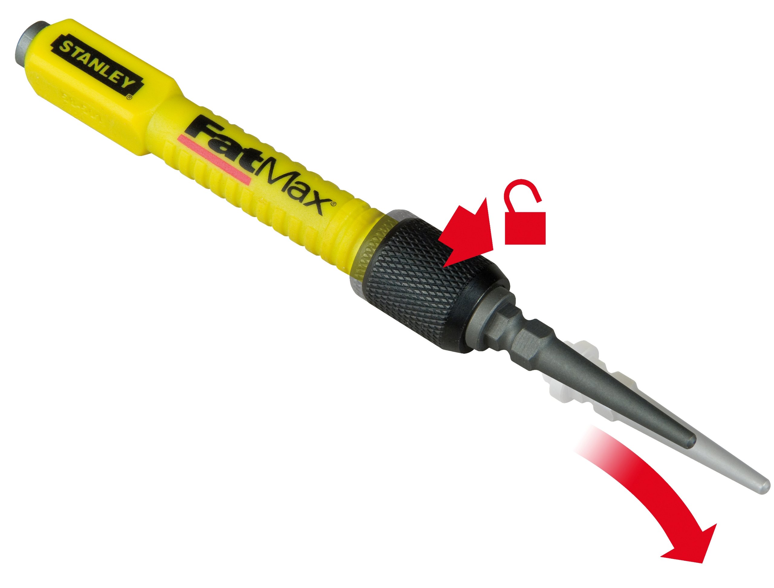 Stanley 1-58-501 Nail Punch 2in1 with Bit holder, Yellow/Black