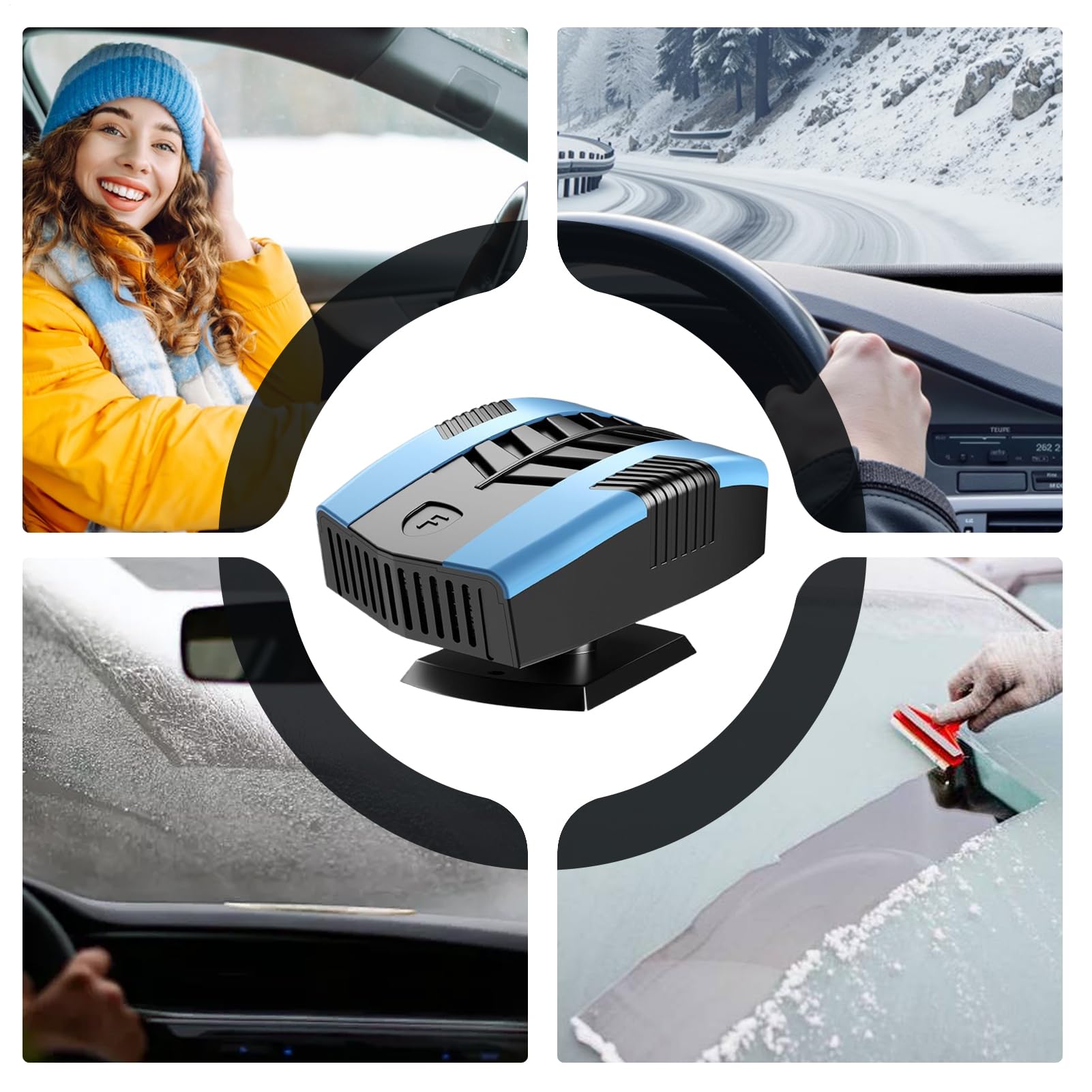Chauffage Portable 12V Pour Voiture – Dégivreur De Pare-brise, Rotation 360°, 150W, Compact 155x100x80 Mm
