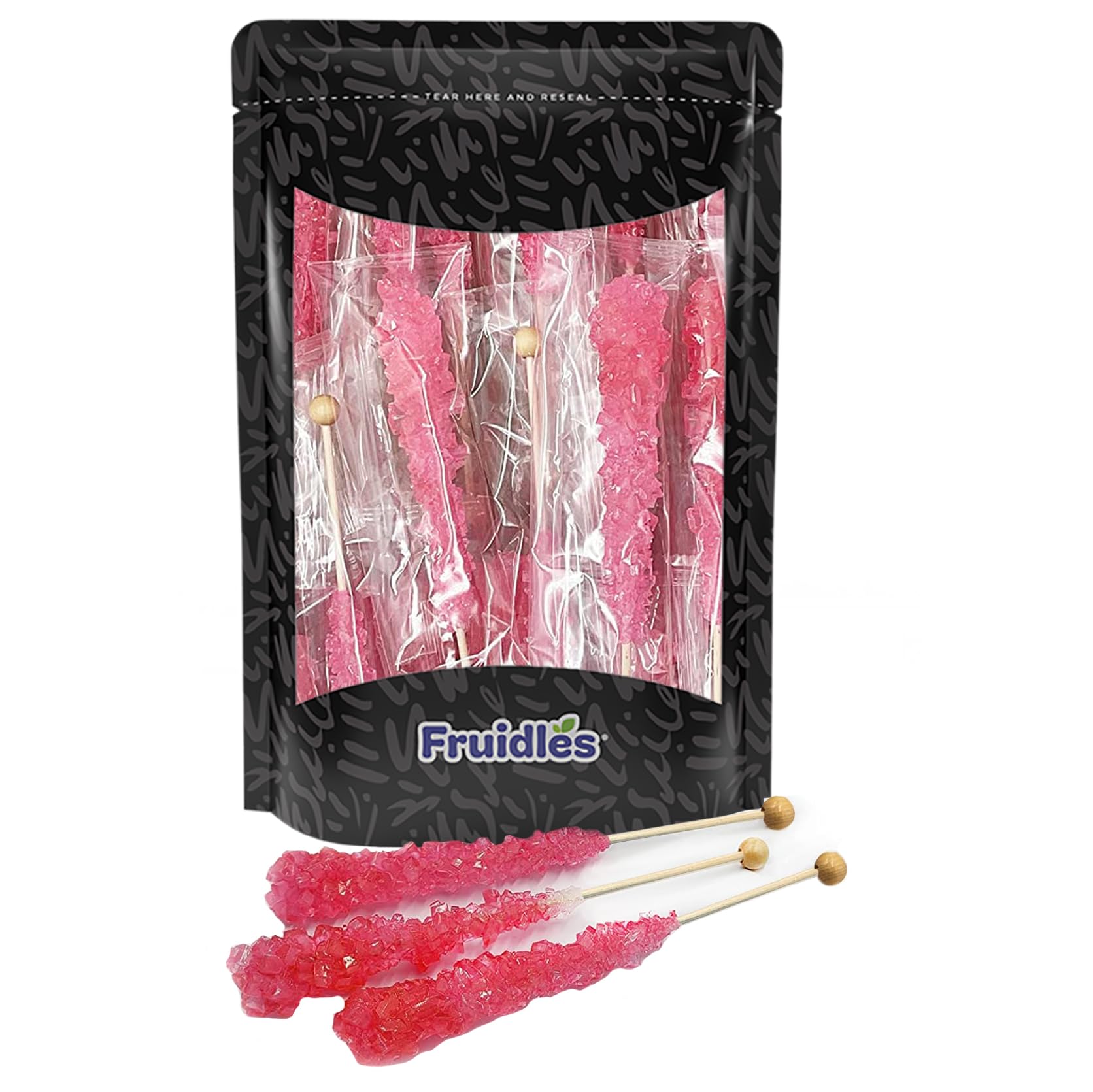 Pink Maraschino Cherry Rock Candy Lollipops Pops Candy Suckers, Color and Flavor Assortment, Individually Wrapped, 6.5" (6-Pack)