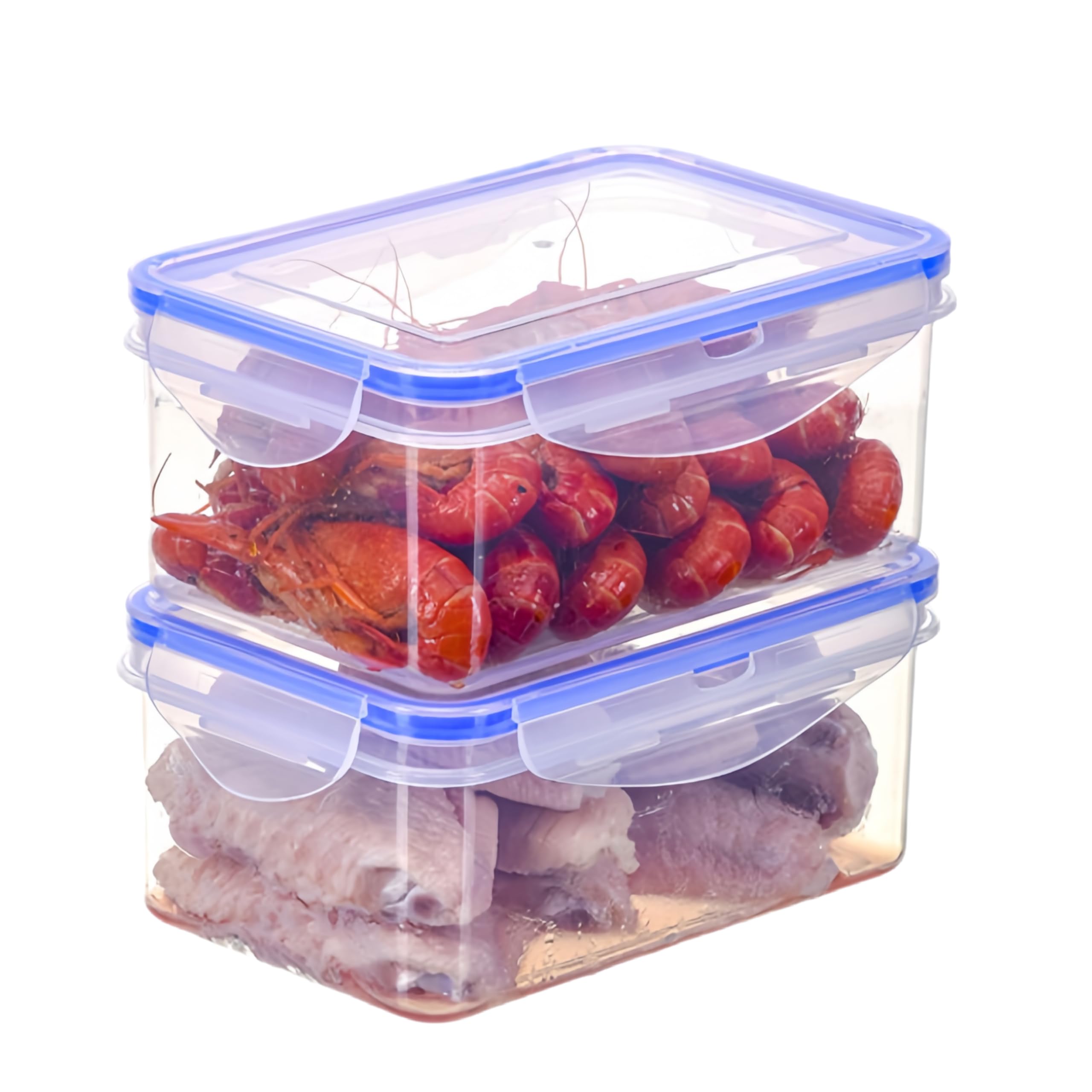 Chereda | Leakproof Food Containers | 1 L | Airtight, Stackable & Reusable Meal Prep Containers with Lids | School Lunch Boxes| 2 Count (Blue)
