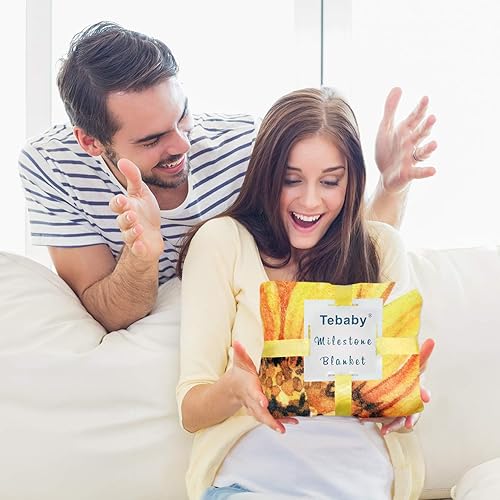 Miniatura 6 de Manta mensual de hito para bebé niña, manta de girasol para recién nacido, regalo personalizado para ducha, decoración floral de guardería,