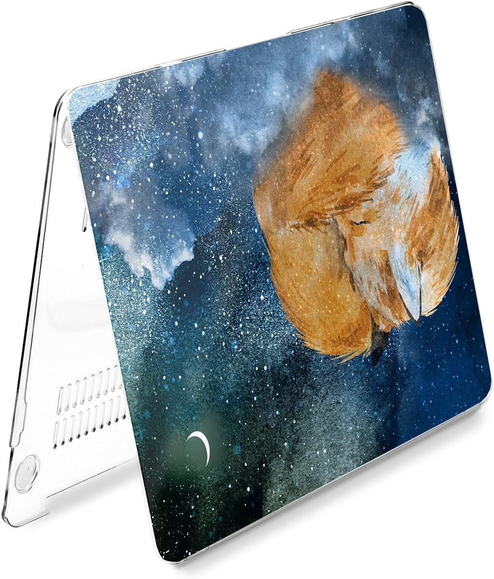Hard Case Compatible for MacBook Pro 16 14 M3 M2 2023 M1 Pro 13 2022 Air 13 2021 Retina 2020 Mac 11 12 Laptop Fox Night Protective Moon Classy Design Cute Cover Clouds Stars Print Animals