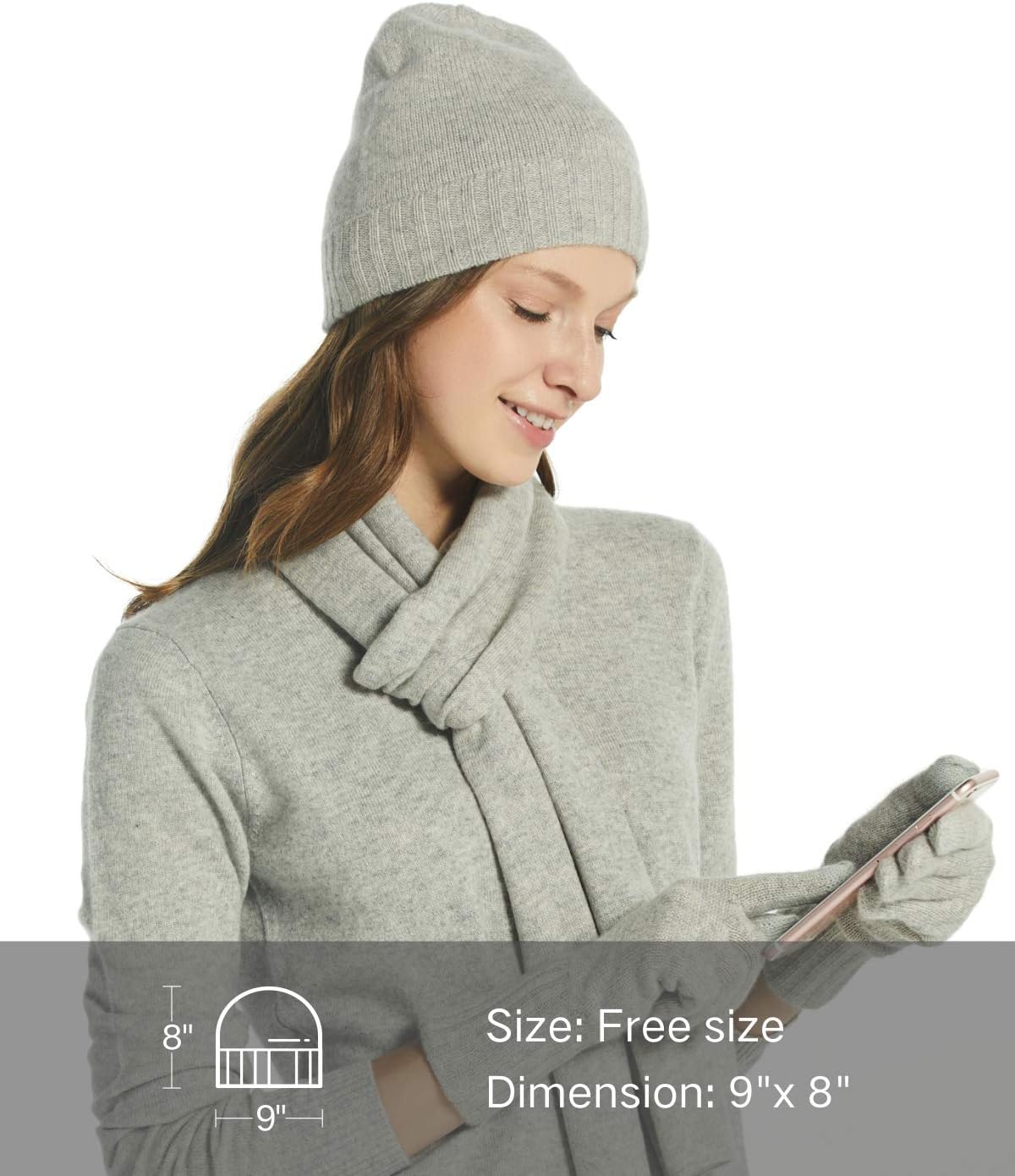 EURKEA 100% Pure Cashmere Winter Beanie Skullies Cap for Women, Soft Warm Lightweight Beanie - Image 2