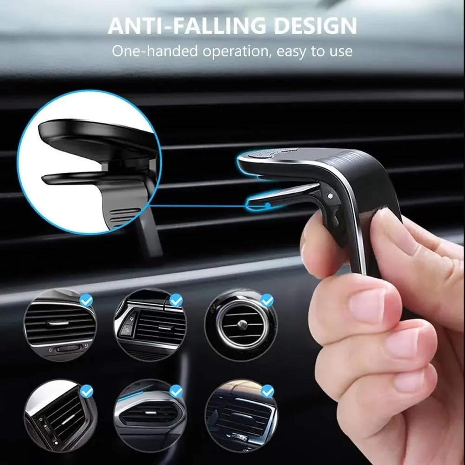 Soporte magnético para móvil en salpicadero Coche, Clip Rejilla ventilación, sujeción teléfono Smartphone 360º,