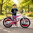 Tony RAW Bicycles Gigi Sports BMX Single Speed Steel Frame 20T Bicycle Cycle for Kids 7 to 10 Years Boys & Girls Double Back Seat with Side Stand and Water Sipper Pink White gallery image
