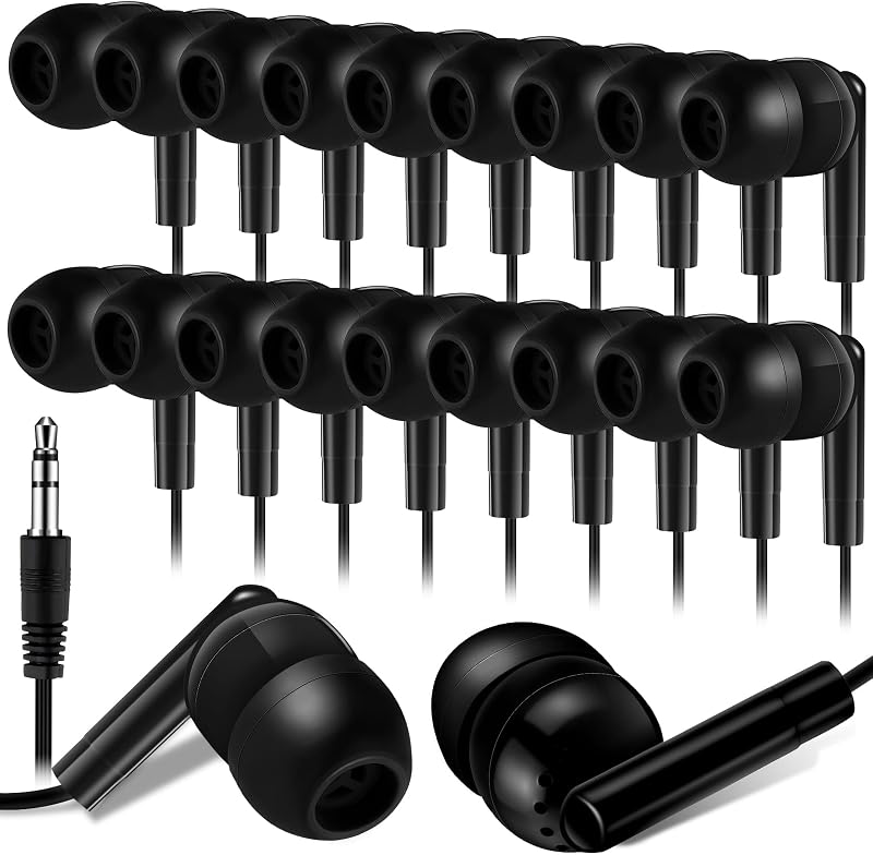 Kanayu 500 Pack Wired Earbuds Bulk for Classroom, 3.5MM No Mic,Black