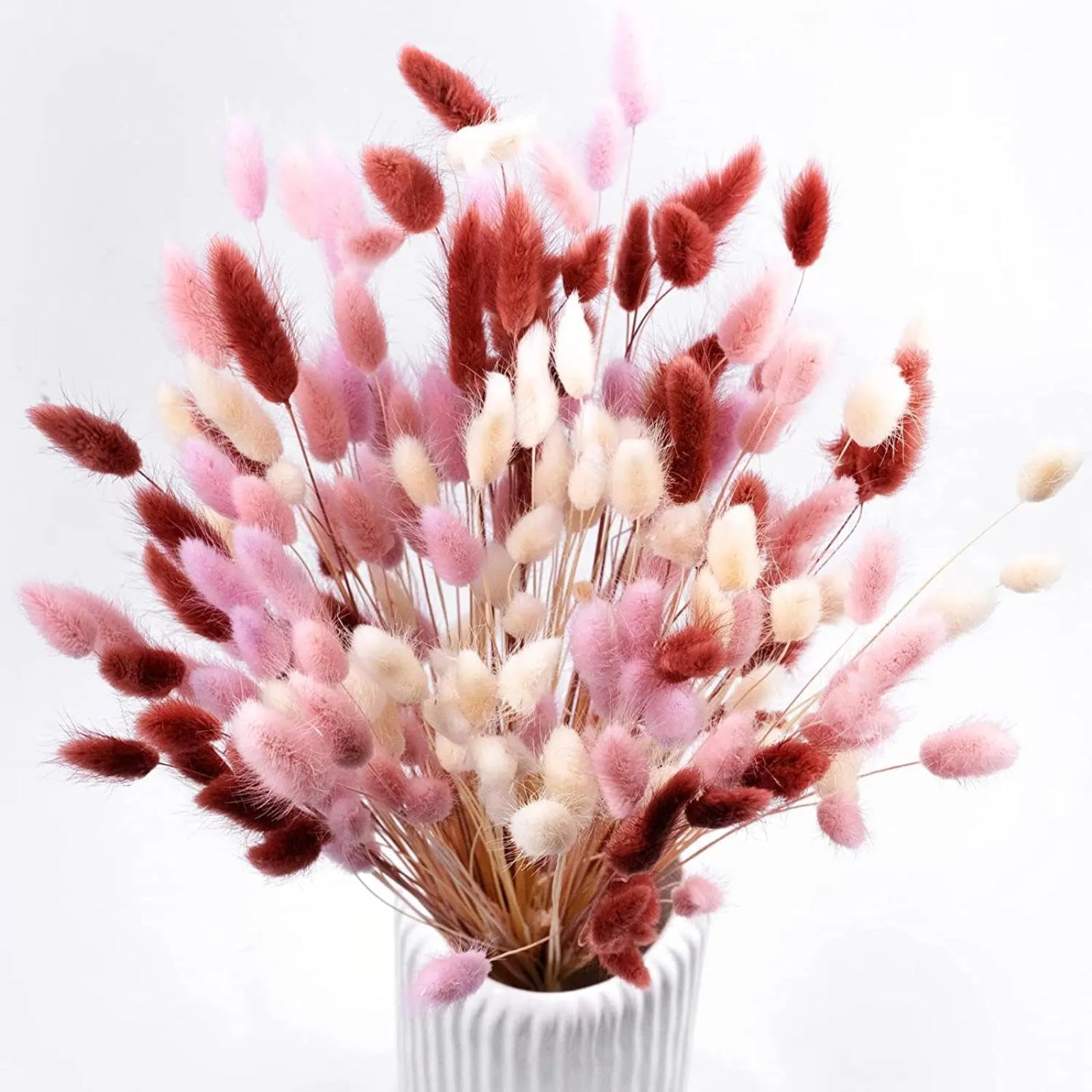 Flores secas de cola de conejo,100 ramos de conejo naturales secos de 45 cm, hierba de cola de conejo, flores secas, hierba de pampa para fiesta, boda bohemia, decoración del hogar, estilo 3