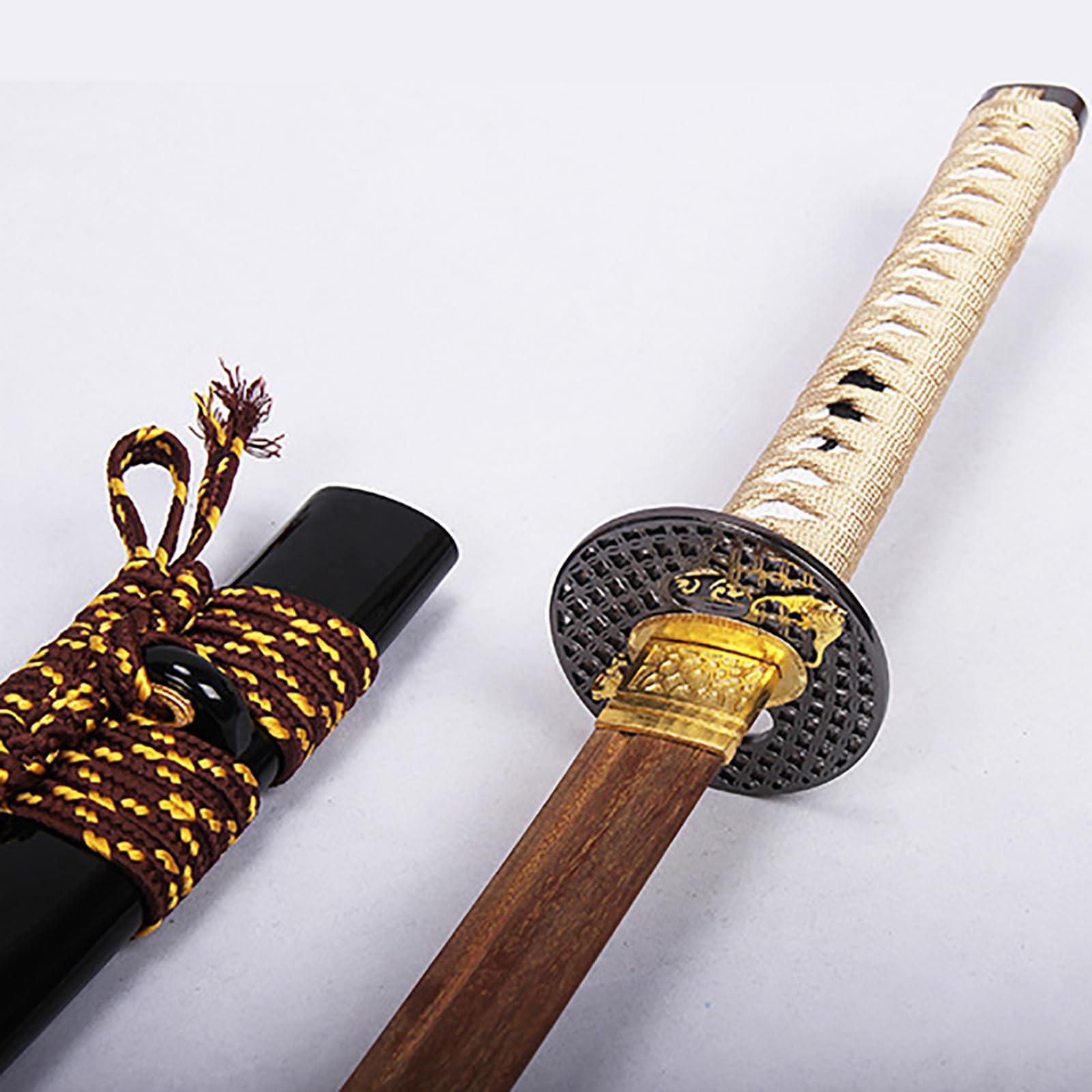 Katana de madera hecha a mano de 104 cm,espada de madera de anime de madera pesada,Bokken con vaina de madera maciza,para cosplay,decoración,Navidad,Halloween,exhibición,coleccionismo,artes marciales