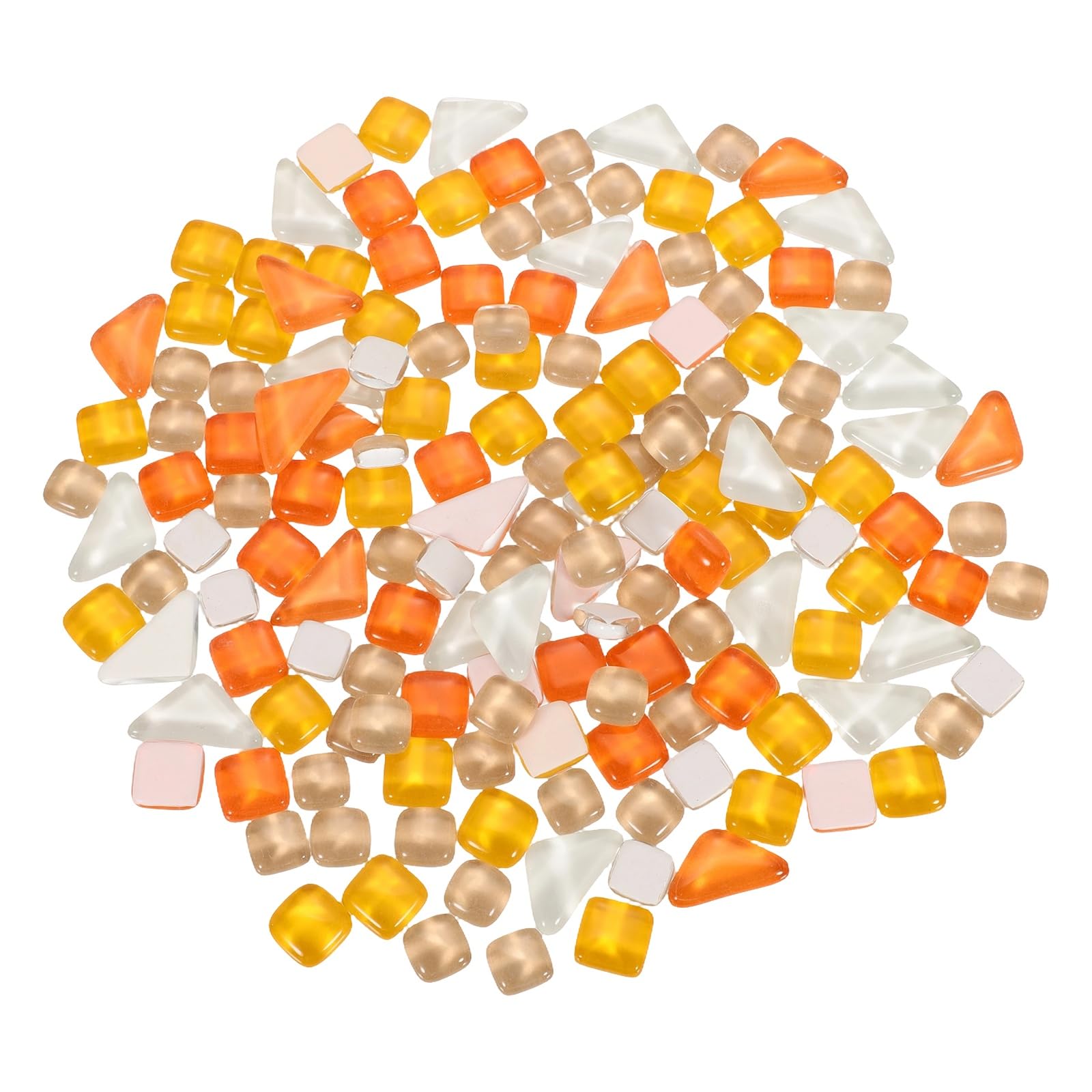 sourcing map 200g Glass Mosaic Tiles, Irregular Tiny Glass Tile Crystal Broken Mixed Shapes Mosaic Glass Pieces for Art Crafts Bulk Picture Frame Flowerpots(10 x 10mm, Rose White Yellow)
