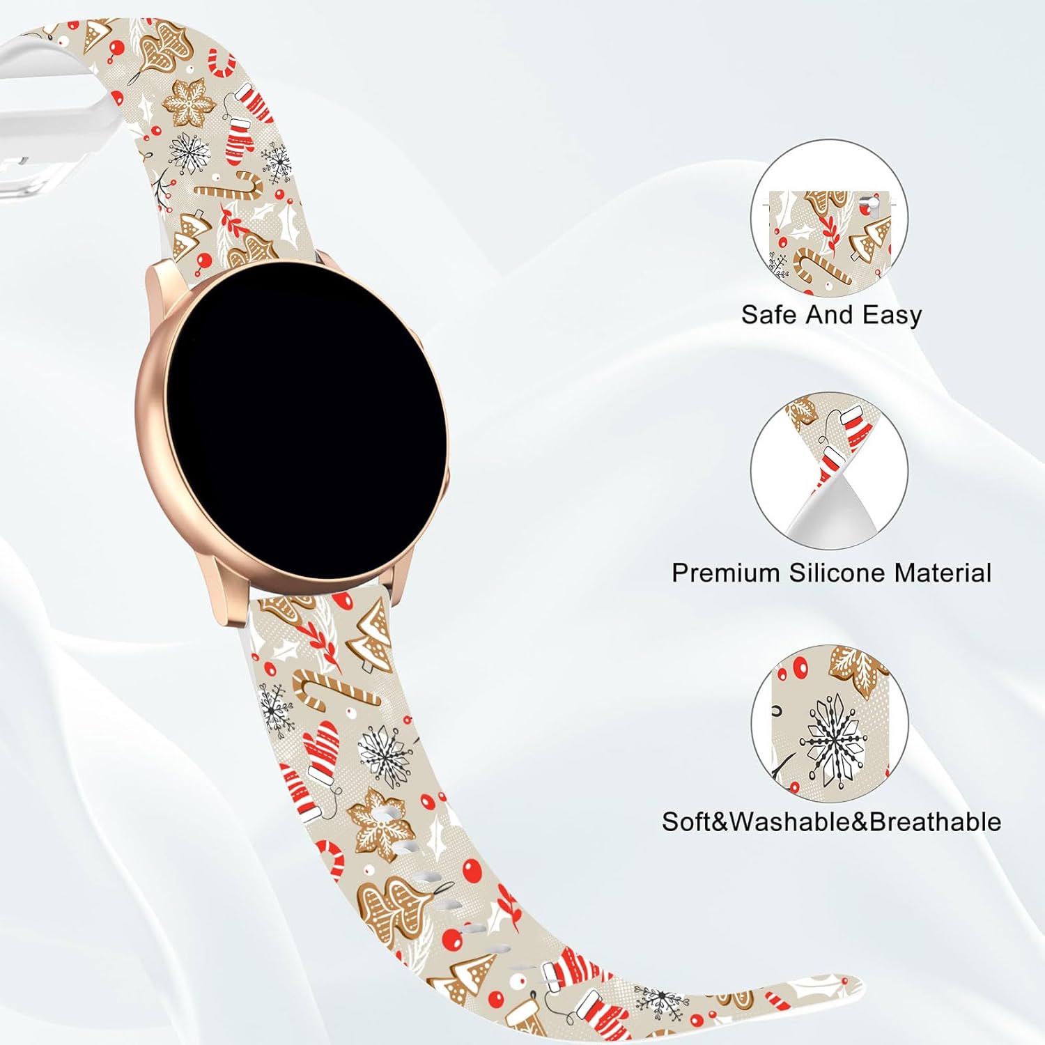 Sport Bands Compatible with Samsung Galaxy Watch 7 6 5 4 40mm 44mm/Watch 6 4 Classic Band 42mm 46mm 43mm 47mm/Watch 5 Pro 45mm/Active 2,20mm Soft Silicone Adjustable Watch Strap Women Men - Image 2