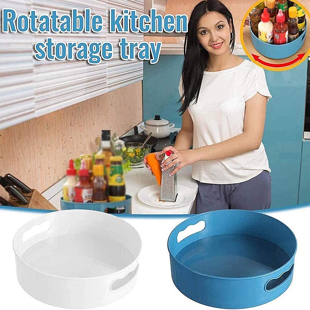 Organizador de armario giratorio – Estante multifuncional para especias y bandeja giratoria antideslizante para cocina y refrigerador