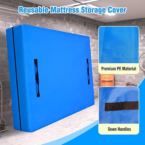 Miniatura 6 de ANALIM Bolsas de colchón para mudanza y almacenamiento, bolsa de almacenamiento de colchón con cremallera con 8 asas de transporte fuertes, funda