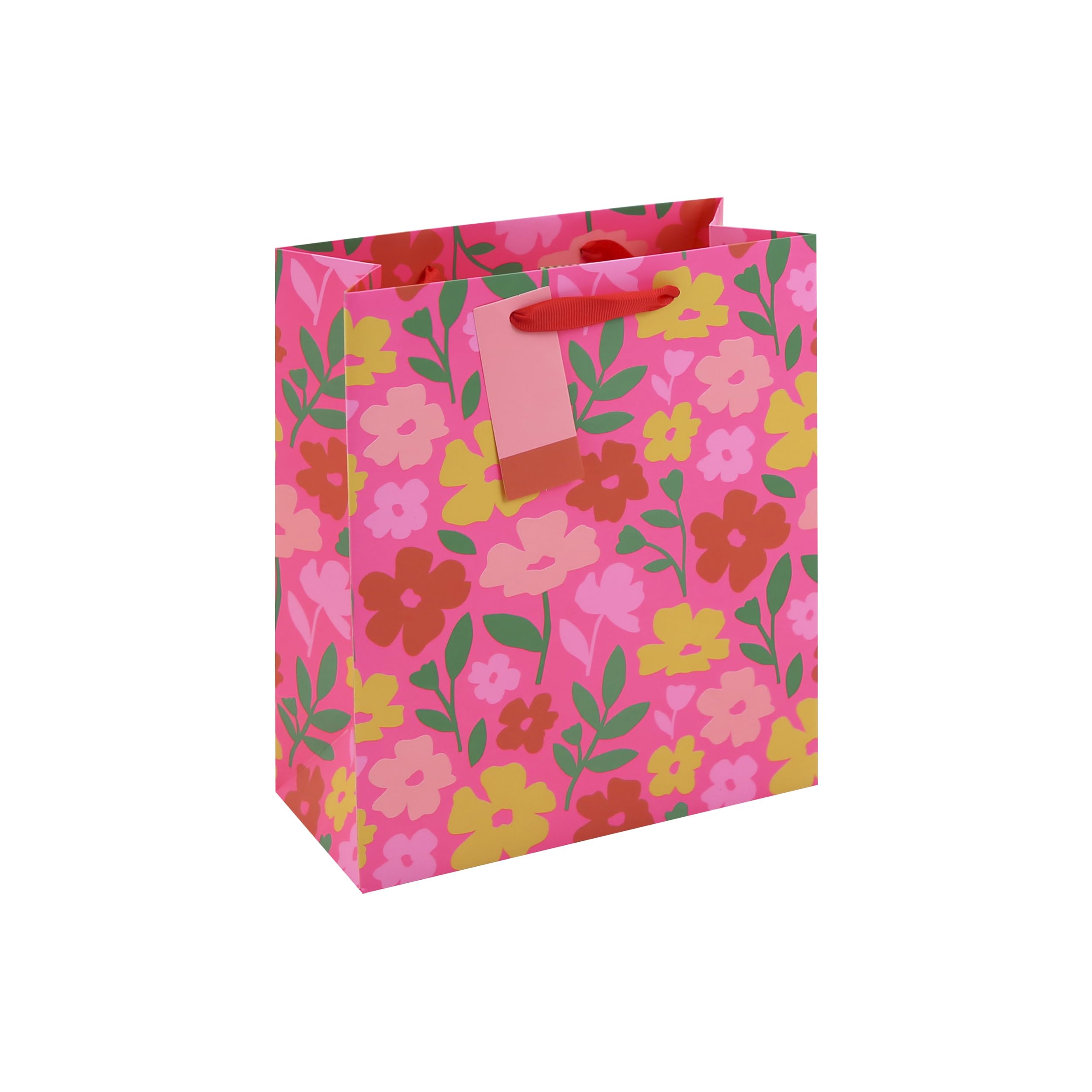 Eurowrap 37043-3C - Neon Floral, medium bag 21.5x10.5x25.5cm - Pack of 6