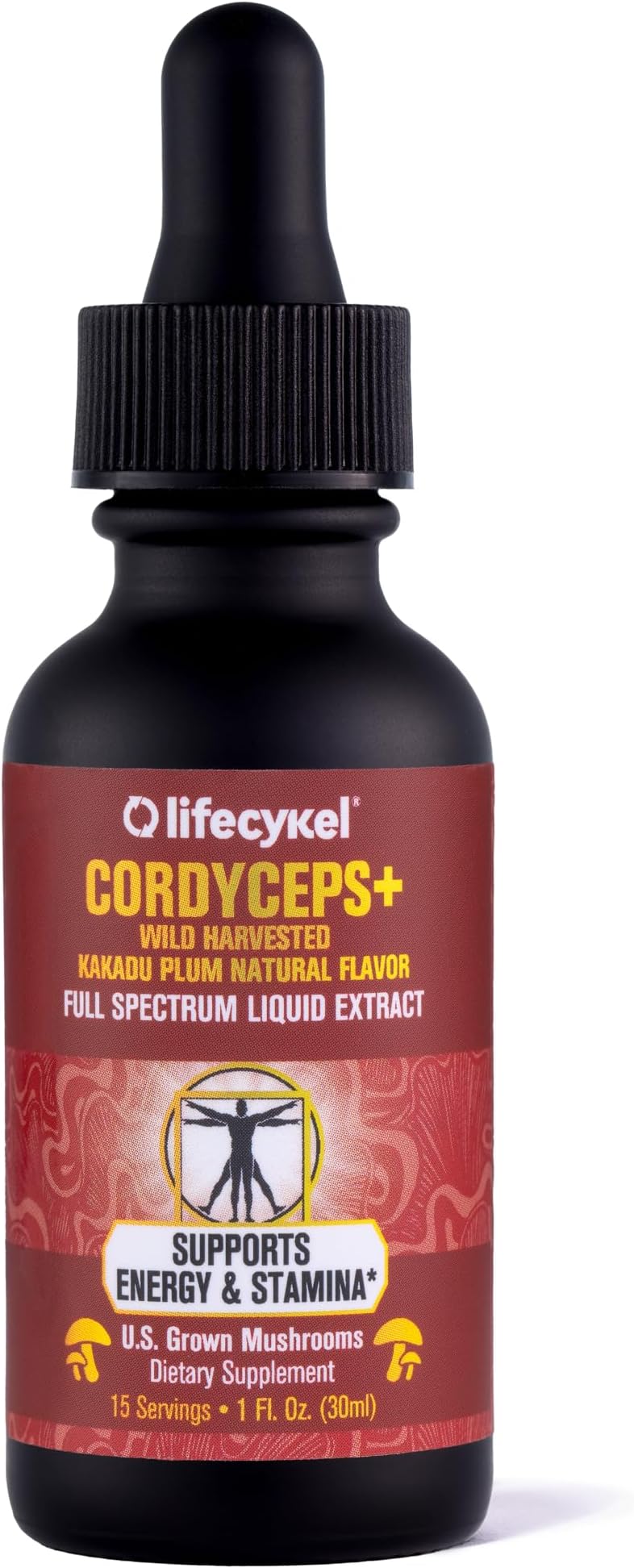 Cordyceps Mushroom Extract with Kakadu Plum - Energy, Stamina & Vitality Support, Natural Aging Supplement - Non-GMO and Vegan Tincture - 1Fl Oz