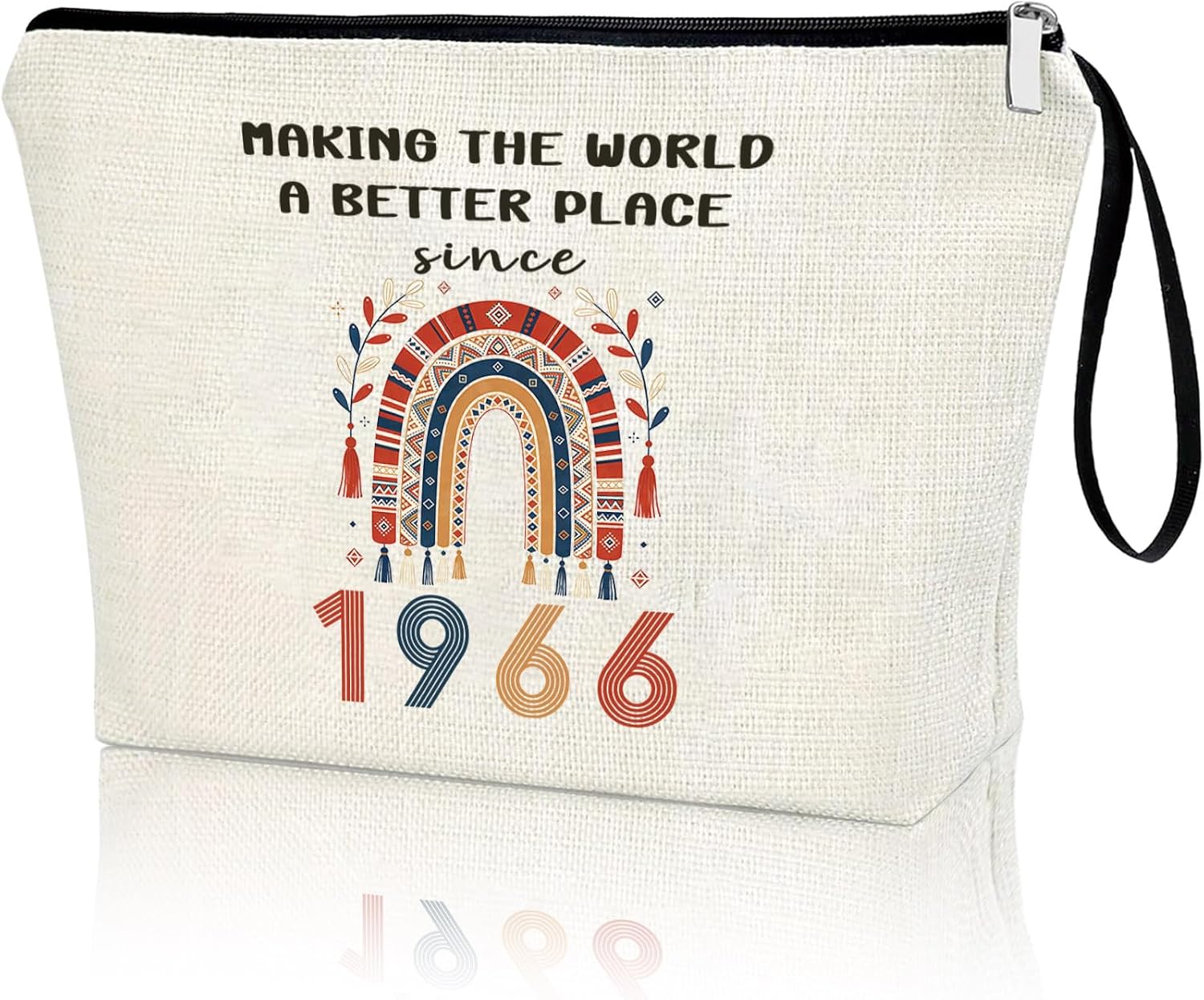 60TH Birthday Gift Decoration 1966 Year Gifts Idea for Her Makeup Bag 60-Year-Old Gifts for Grandma Wife Aunt Friend Cosmetic Bag Organizer Zipper Pouch Gift for Retirement Anniversary