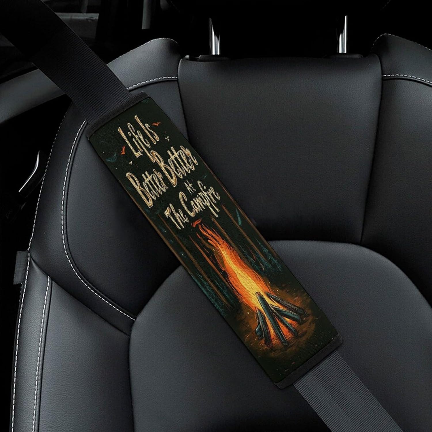 Fire Pit Camping Car Seat Strap Covers Soft Seat Strap Shoulder Pads Seatbelt Covers for All Car Seats 1PCS