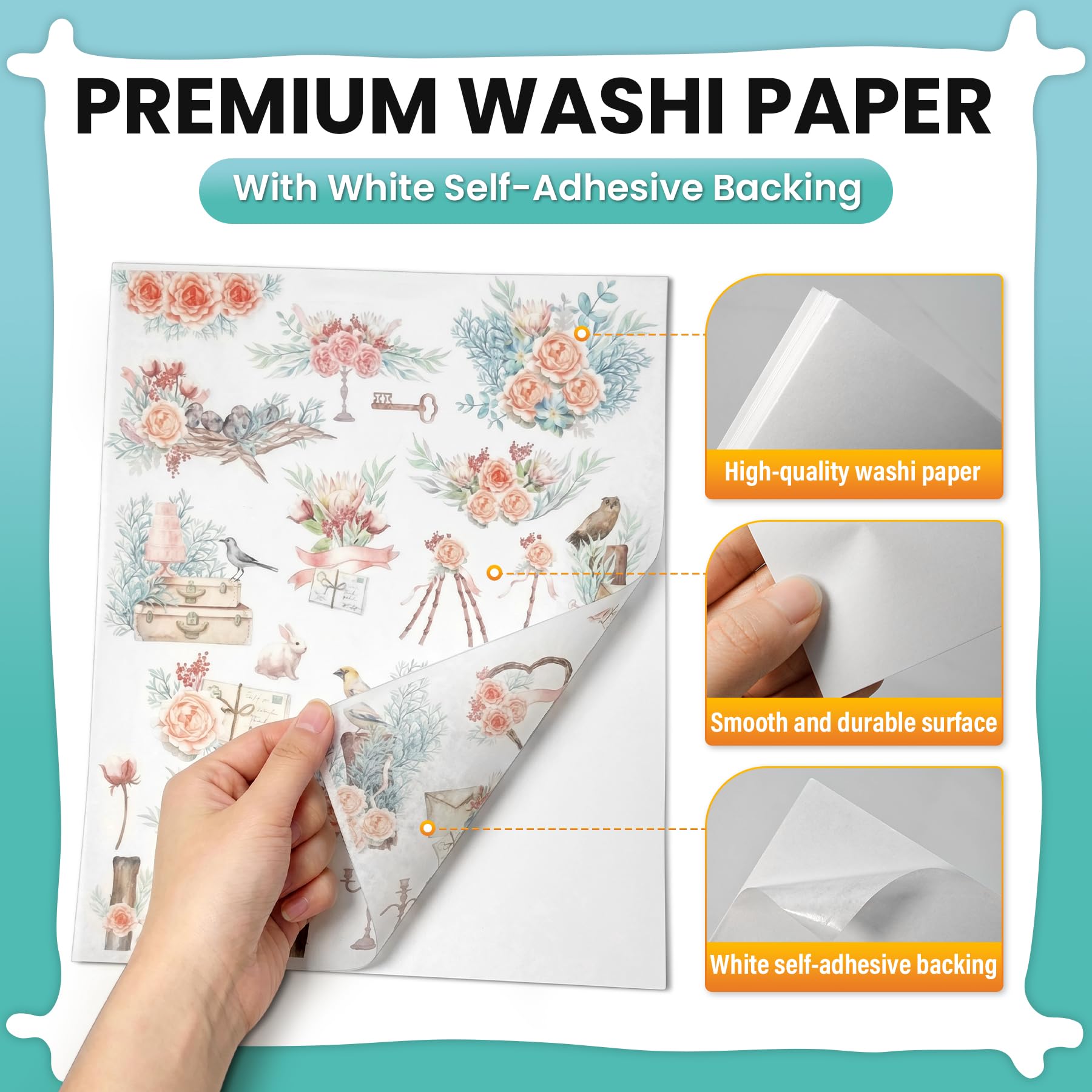 Philbinden Bedruckbarer Washi-Papier-Aufkleber, 21,6 x 28,9 cm, Weiß, Mehrzweck-Kopierpapier