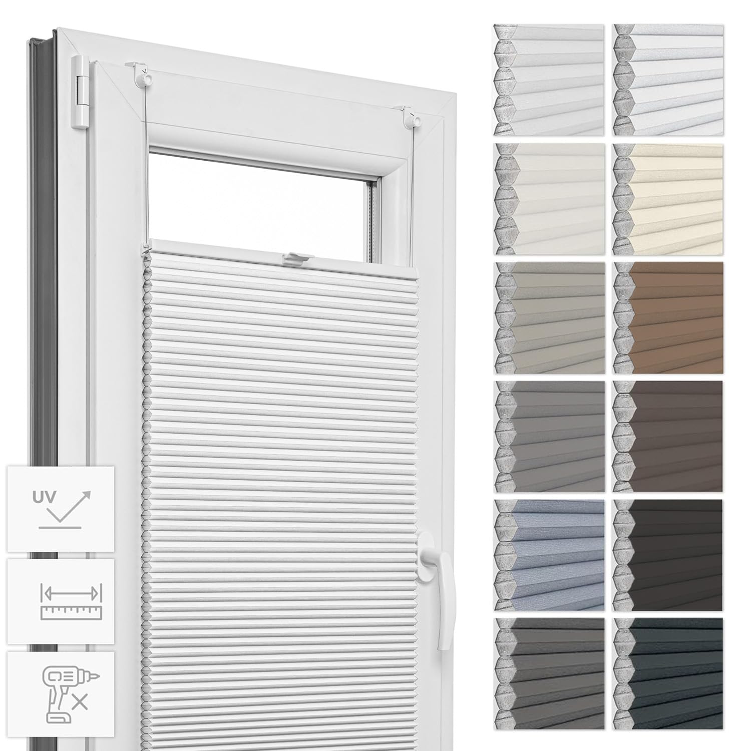 Mass Dekor Estika Store Plissé Thermo Sur Mesure Sans Perçage, Occultant Store Fenetre Occultant Sans Percage