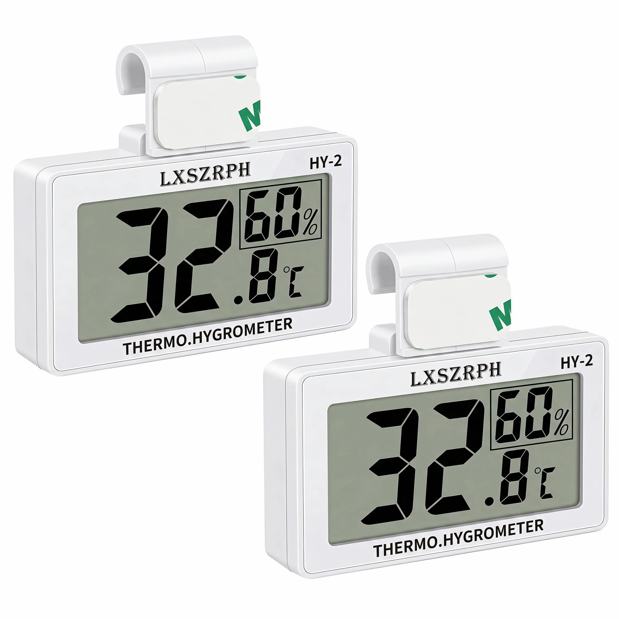 Reptile Hygrometer Thermometer, Digital Amphibian Hygrometer Thermometer with Hook, Temperature Humidity Meter Gauge for Reptile Tanks, Terrariums, Vivarium, LCD Display (2 Packs)