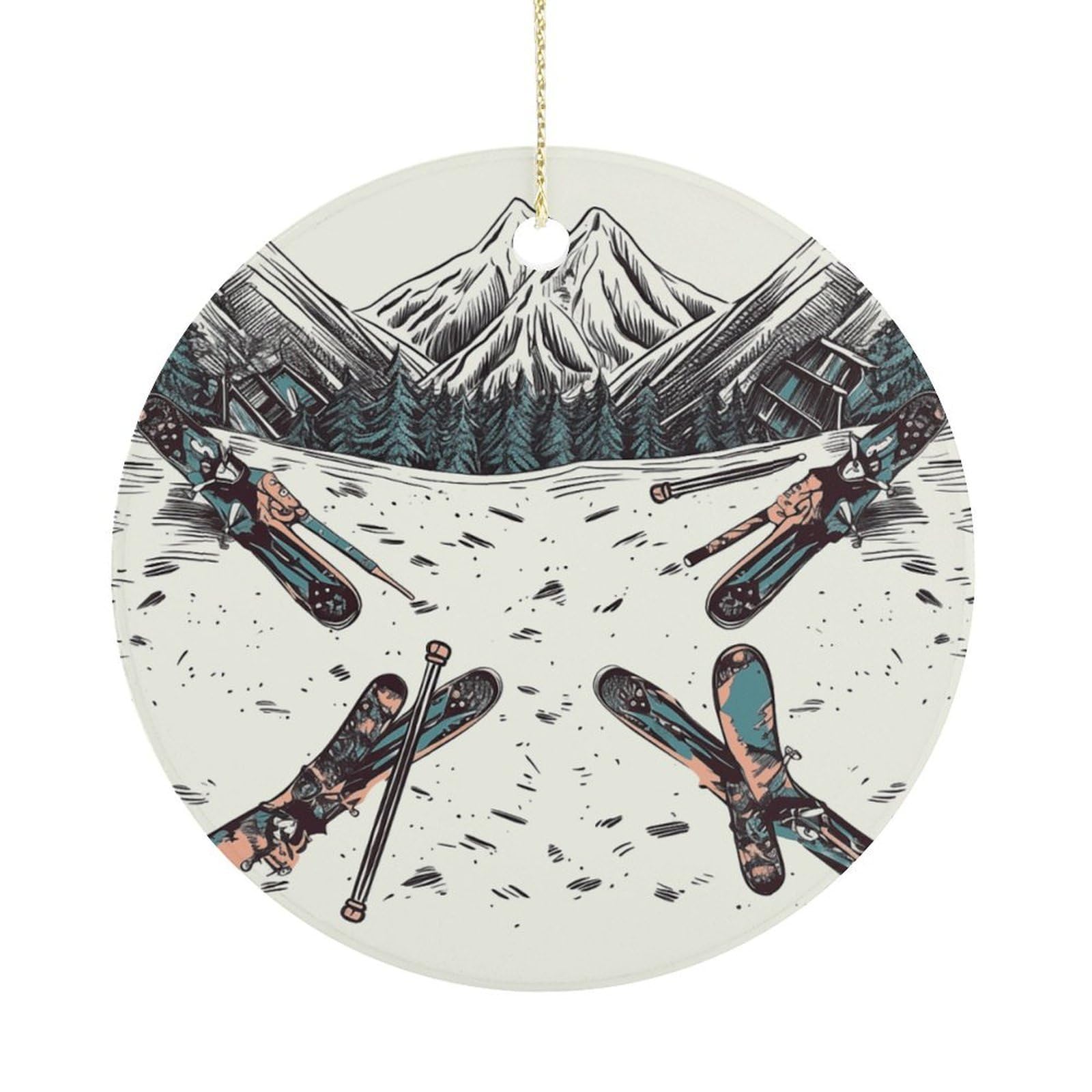 Adfgyerh Women's Style Skiing With Gear Set Hanging Ceramic Ornaments, Christmas Tree Decorations, Funny Home Decor Gifts For Sisters & Work Best Friends