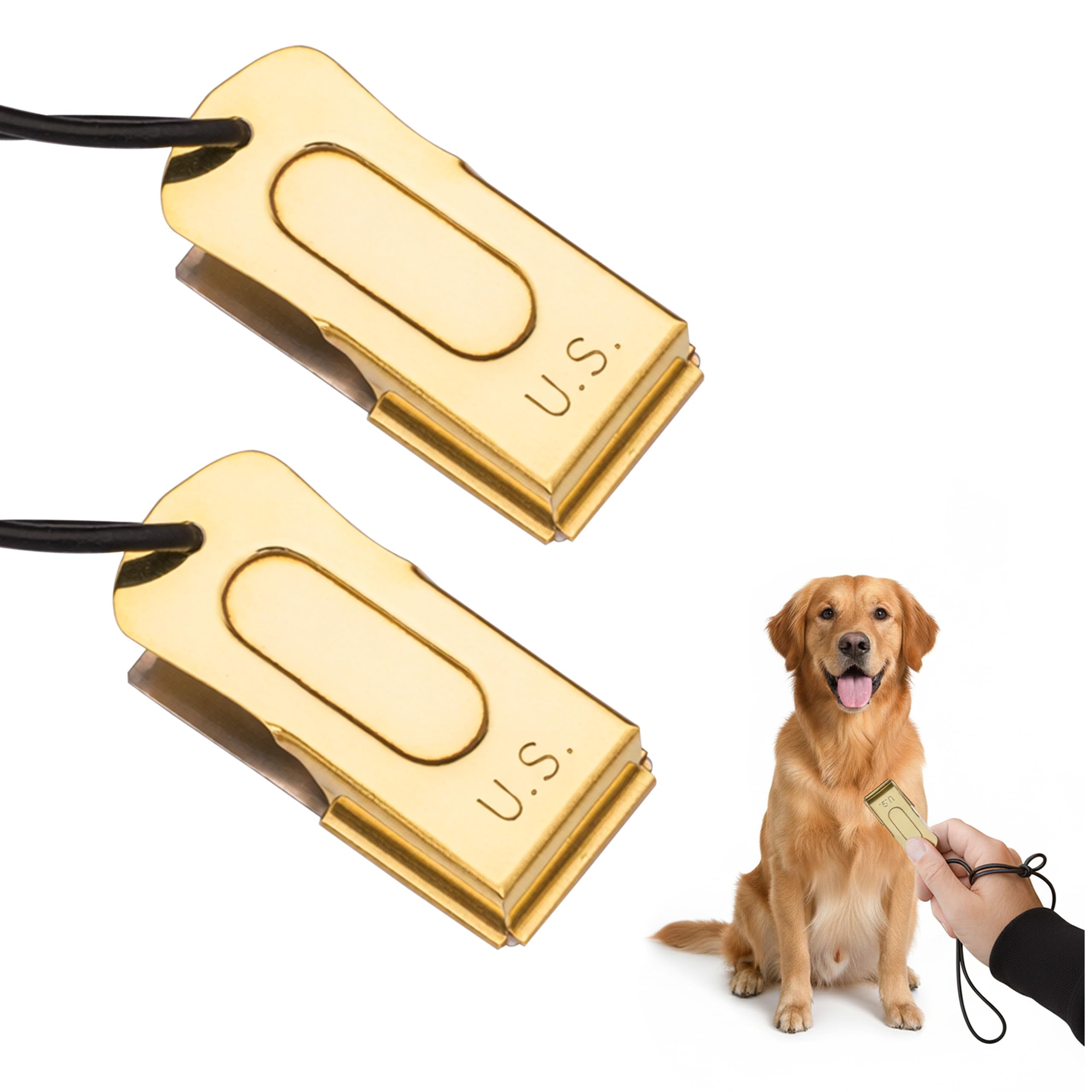 Mythrojan Pet Trianing Clicker della Seconda Guerra Mondiale degli Stati Uniti in Stile Militare statunitense, in Metallo con Incisione in Ottone e Acciaio, Confezione da 2