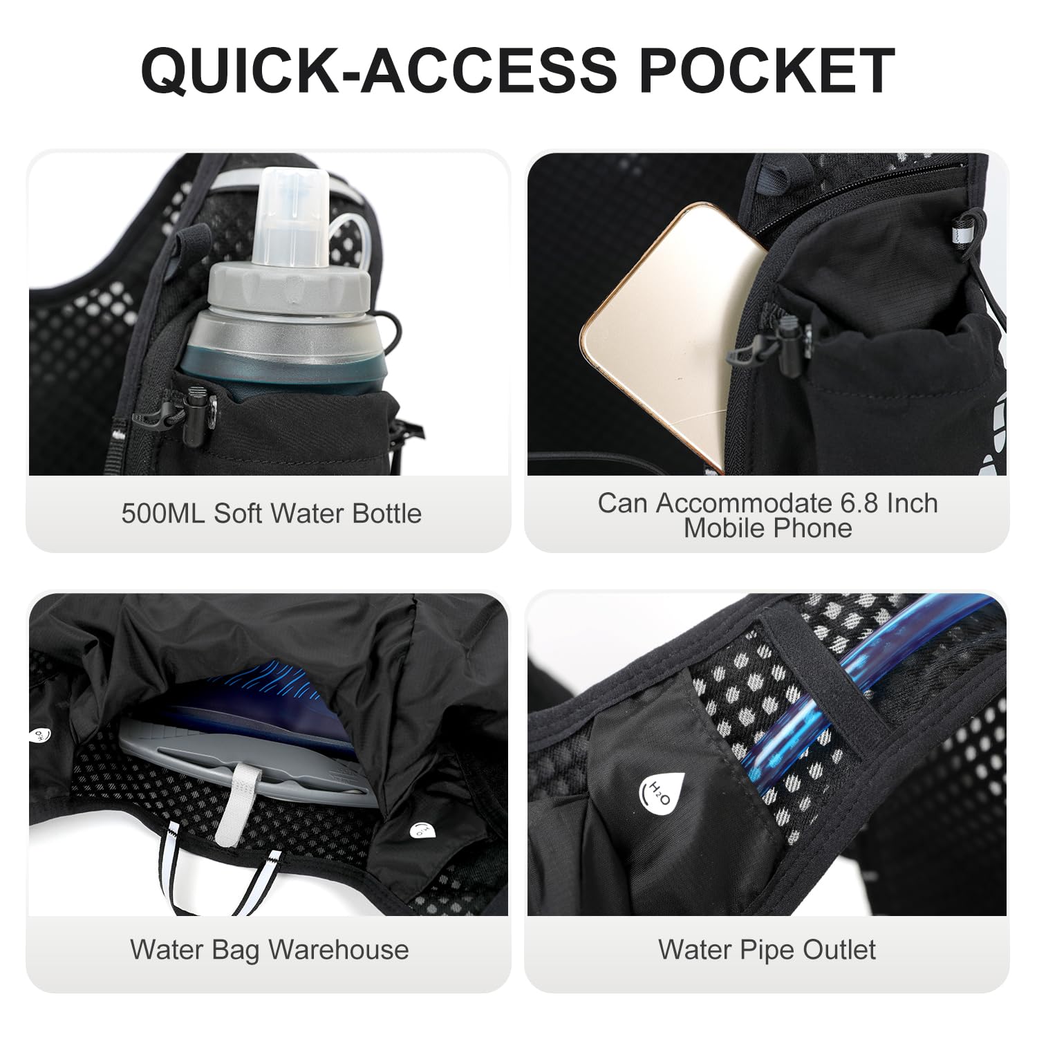 IX INOXTO Mochila de chaleco de hidratación para correr, mochila de agua ligera con bolsa de agua de 1.6 L para mujeres y hombres, chaleco ajustable para correr, senderismo, ciclismo, carreras