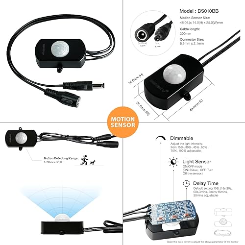 Miniatura 3 de Kit de iluminación LED regulable con sensor de movimiento para debajo del gabinete, luz LED extensible debajo del mostrador con sensor de