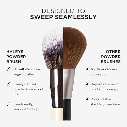 Miniatura 5 de HALEYS Brocha para polvo VEGAN+SIN CRUELDAD, suave, sin marcas, mezcla perfecta, pulido, difumina, alisa, control, precisión, herramientas