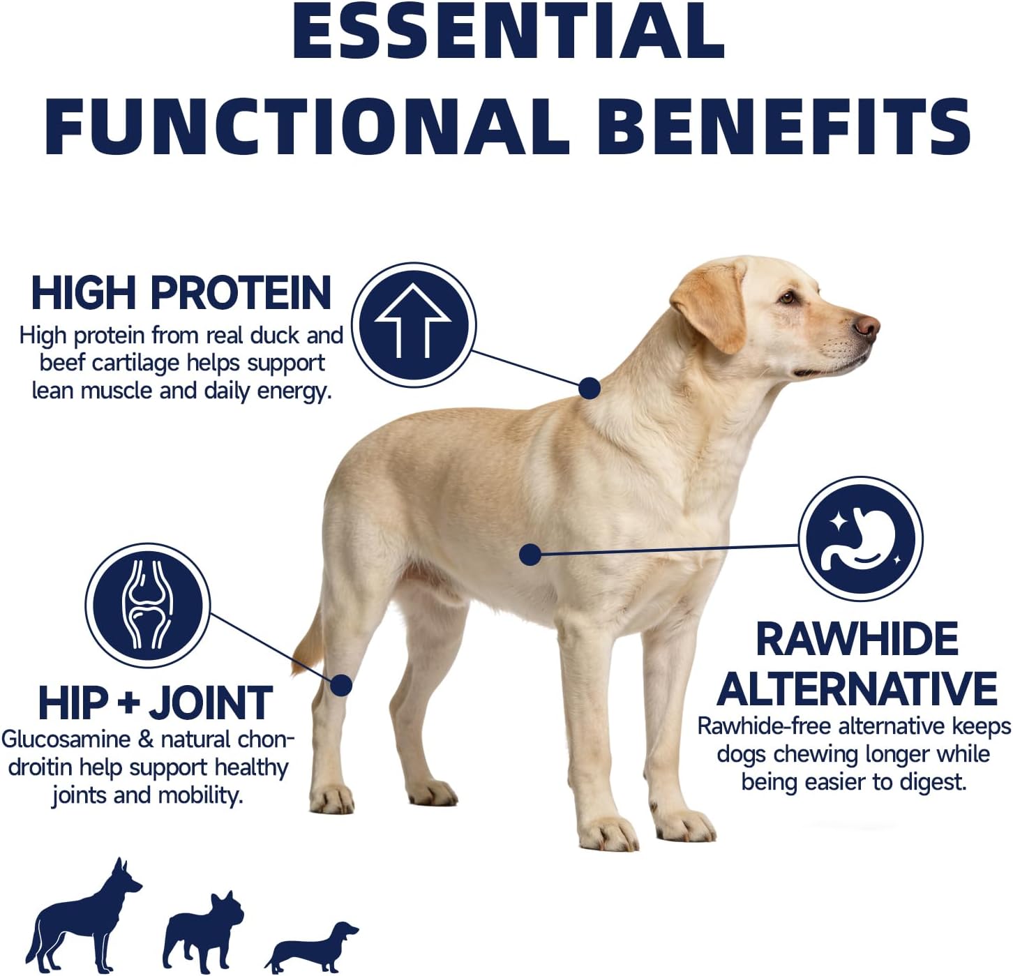 14.1 oz Duck Wrapped Beef Cartilage Sticks for Dogs, Rawhide Free Dog Training Treats, High Protein Chews, Long-Lasting Chew Sticks with Glucosamine & Natural Chondroitin for Joint Support