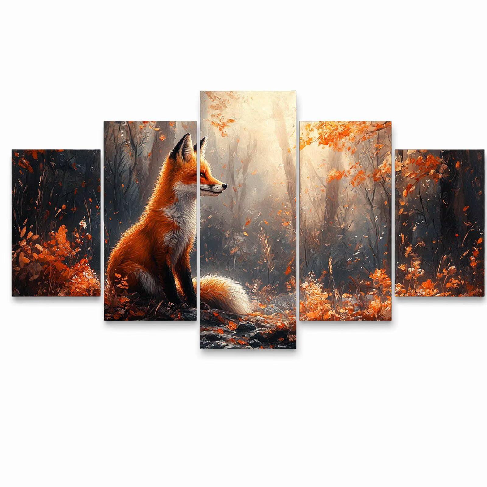 5 Pack Malen Nach Zahlen Fuchs Drei Größen Leuchtend Acrylfarben YCBZ-1400 | DIY Fünf Leinwand Bilder Baum Kreatives für Erwachsene Wanddeko Wohnzimmer Büro Schlafzimmer Geschenke für Frauen