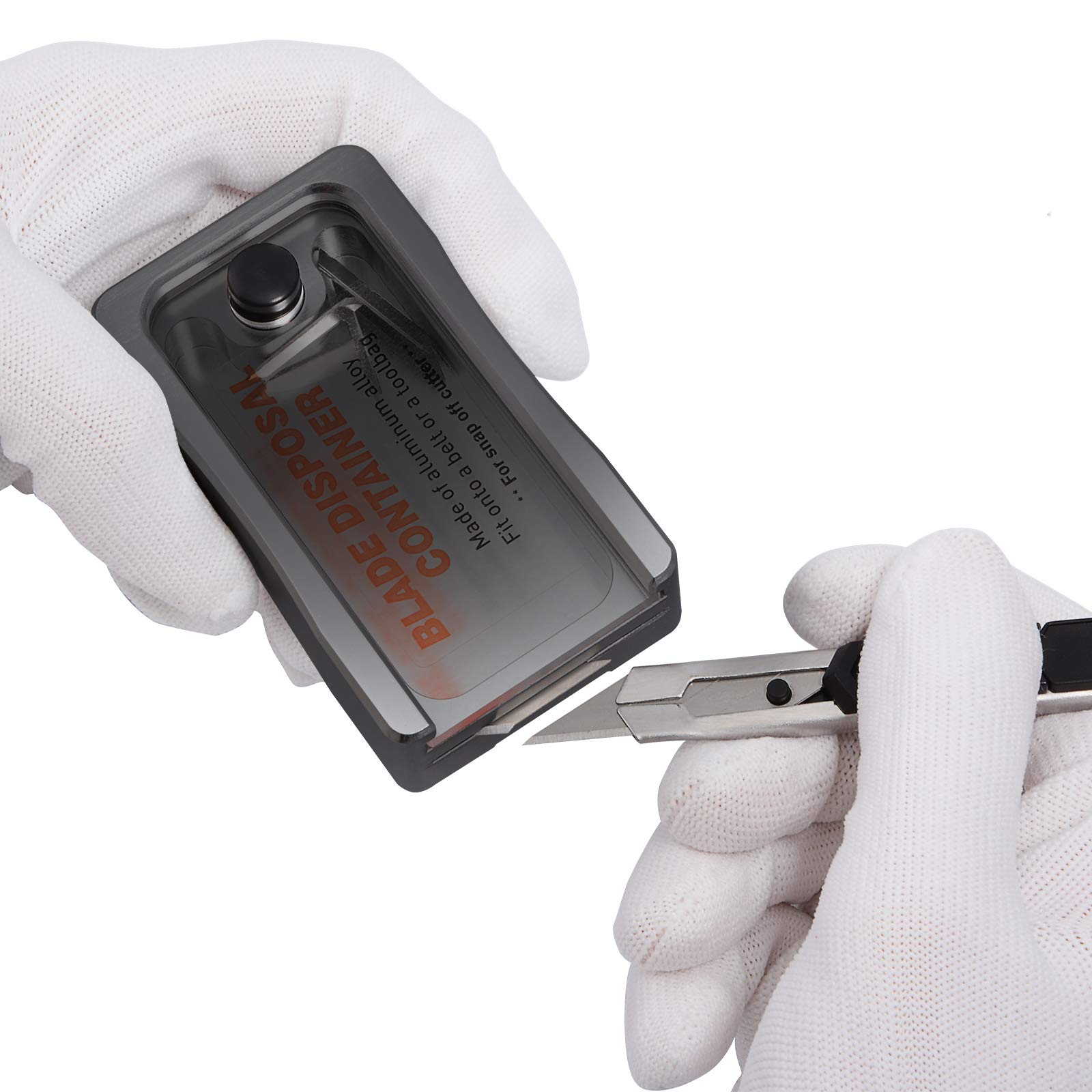 FOSHIOBlade Disposal Container, Grey Aluminum Alloy Magnetic Storage Box with Convenient Hanging Clip, Snap off Blades 9mm 18mm Safely Dispose of Used Blade Case