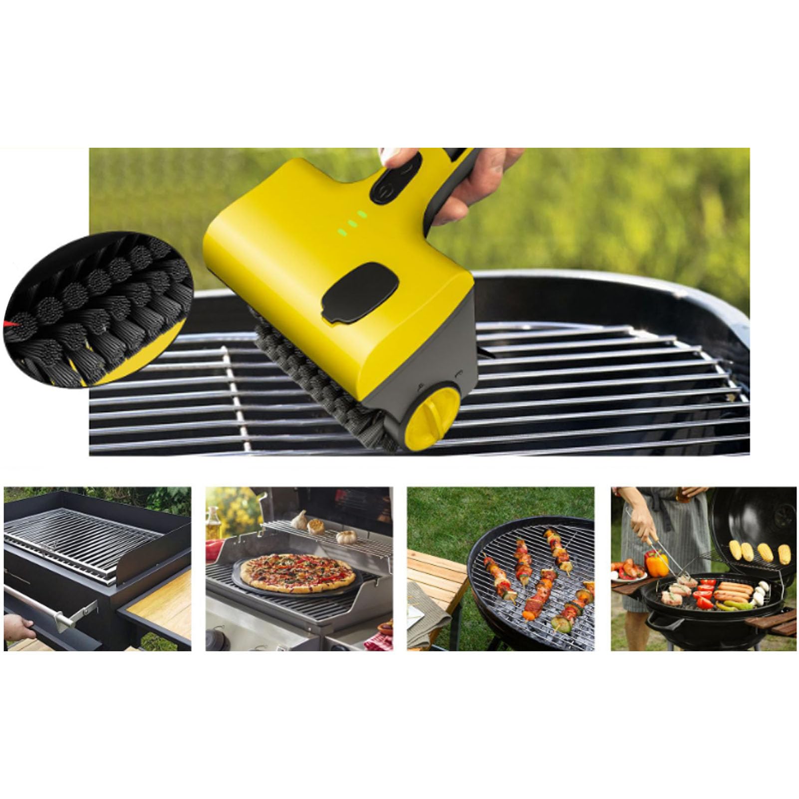 Tnfeeon Limpiador de Parrilla Giddy Up, Cepillo de Parrilla Eléctrica Inalámbrica Recargable Herramienta de Limpieza de Herramientas para Acampar Baldosas de Cocina de Barbacoa para