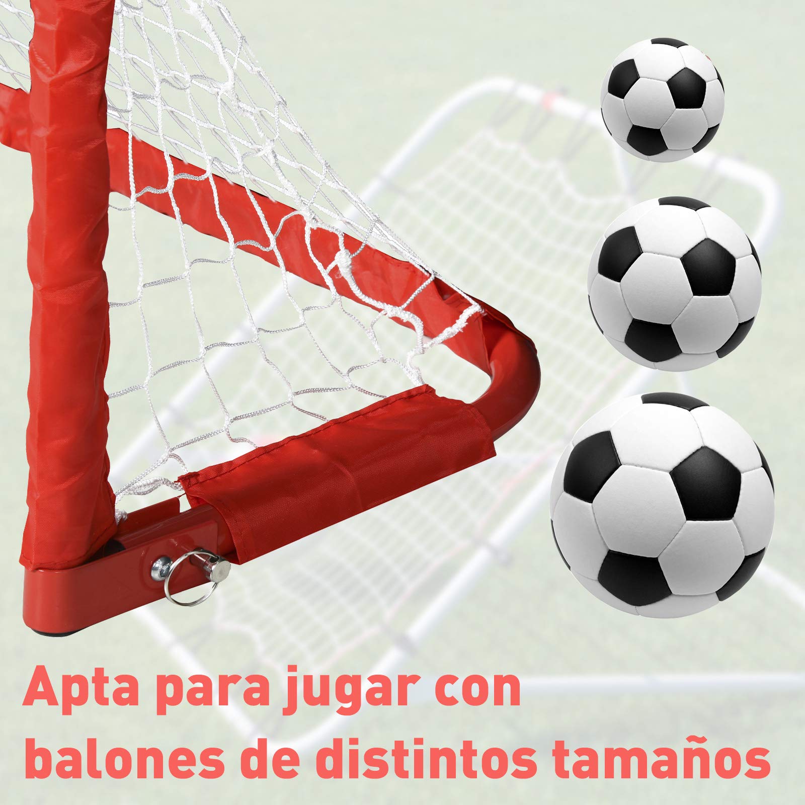 Set De 2 Buts De Foot Pliables HOMCOM – Jardin, Extérieur, Enfants Et Adultes, 90x36x60 Cm, Rouge