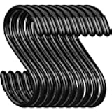 DINGEE 20 Pack Rubber Coated S Hooks for Hanging Plants,Heavy Duty S Hook,Non Slip 3 Inch Closet S Hooks,Steel Metal Black Vinyl Coated Small Hanging Hook for Jeans Pots and Pans Coffee Cups
