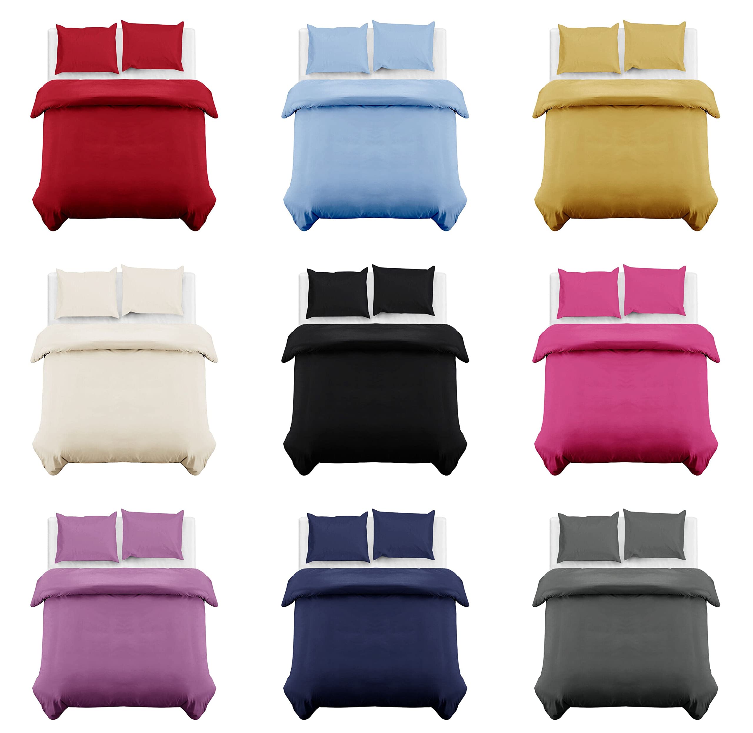 Axcent Comfort Grey Plain Single Duvet Cover 180 Thread Count - Soft Polycotton Duvet Cover Set With 1 Pillowcase - Bedding Quilt Cover Set