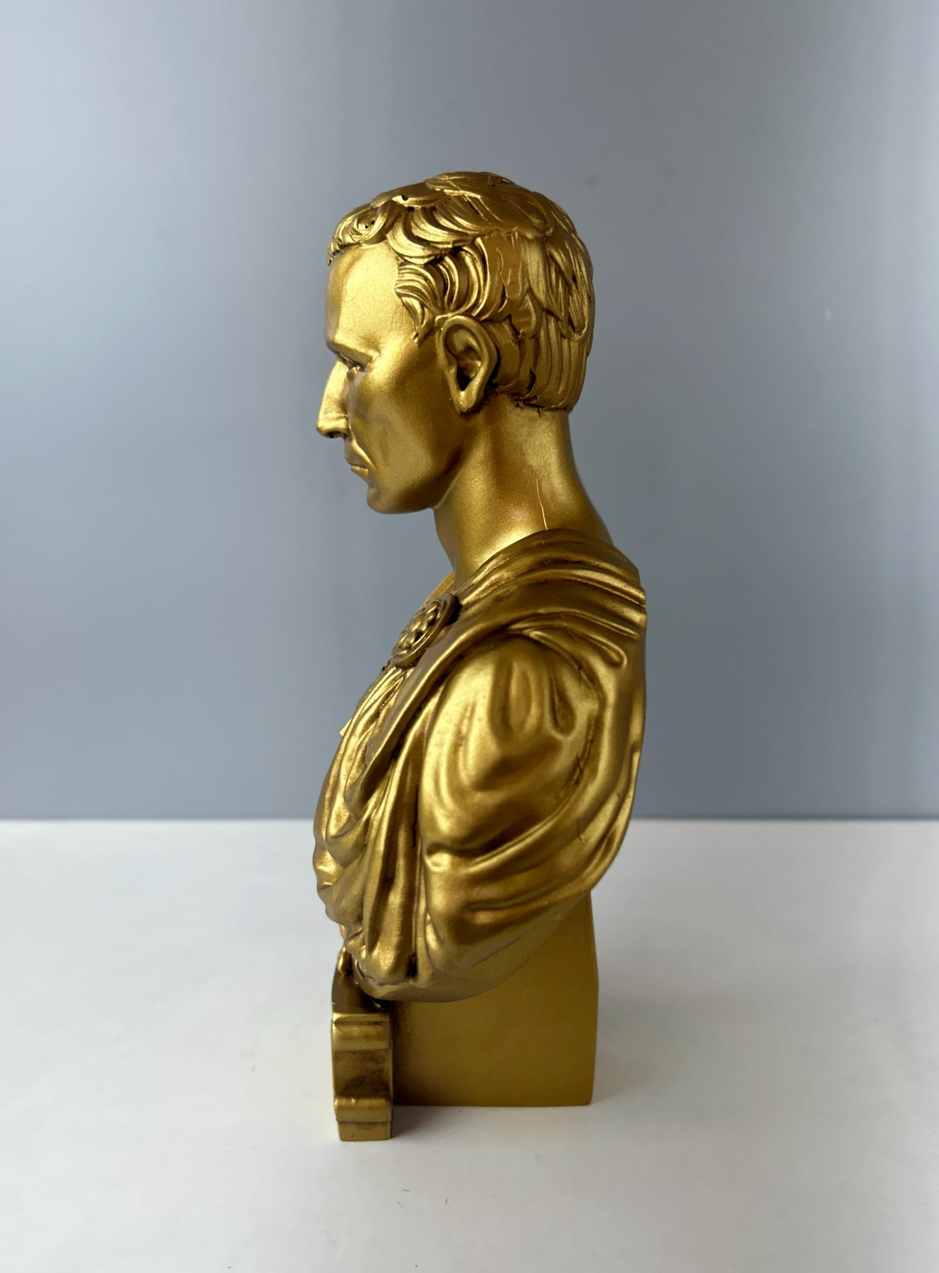 Statue de buste de Jules César - 25 cm - Statue grecque de décoration - Sculpture artistique (doré)