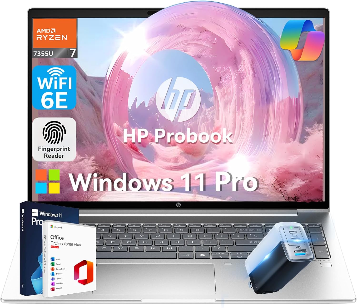 HP ProBook 465 G11 16" Business Laptop, AMD Ryzen 7 7735U (Beats Ultra 7 165U), AMD Radeon 680M, Fingerprint, Backlit KB, Copilot AI, FHD+ IPS Display, Wi-Fi 6E, Win 11 Pro(32GB DDR5 | 1TB SSD)