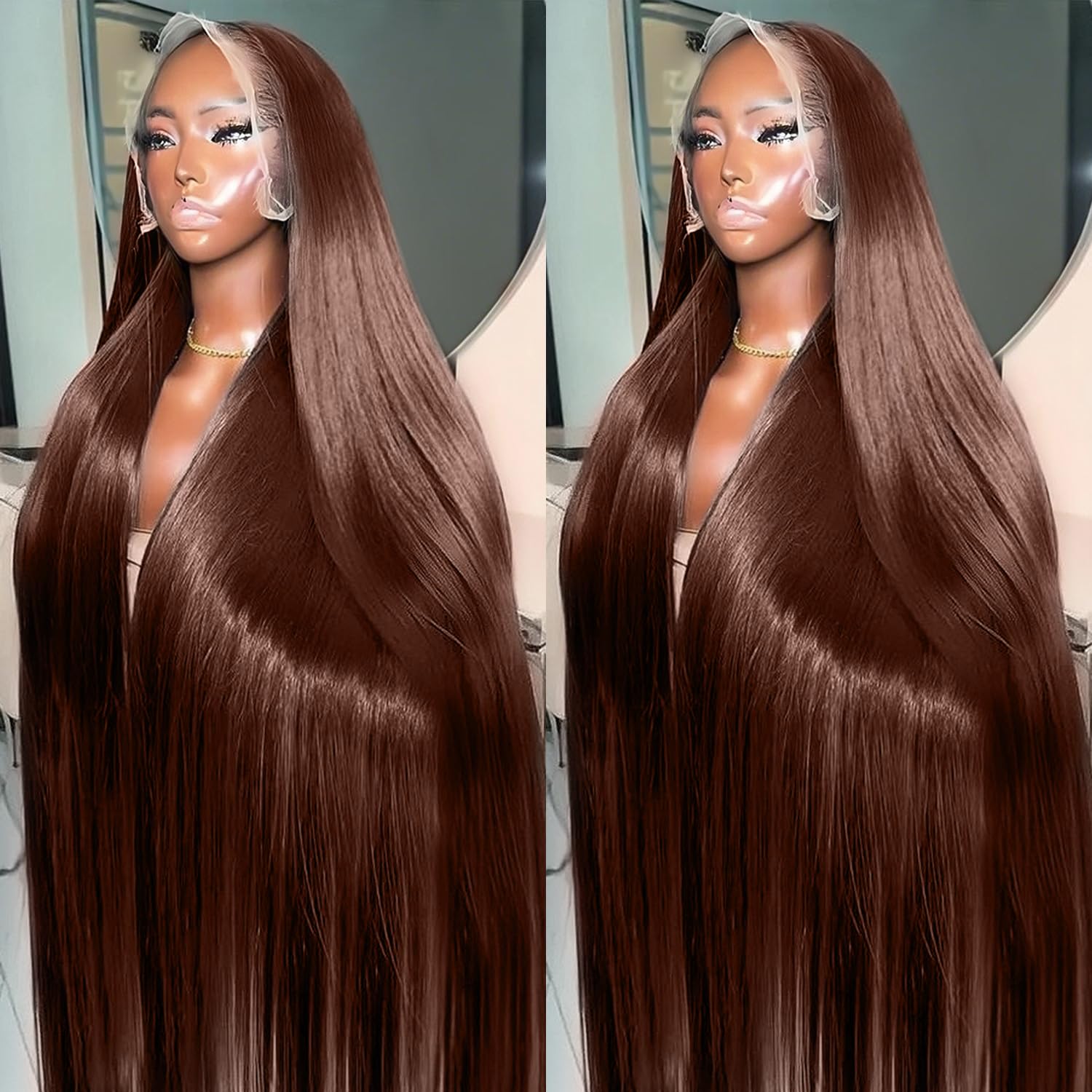 AMIRTY 250% Density Chocolate Brown Lace Front Wigs Human Hair for Women 13X4 HD Transparent Lace Front Wigs Brazilian Virgin Straight Wig Human Hair Pre Plucked With Baby Hair 32Inch