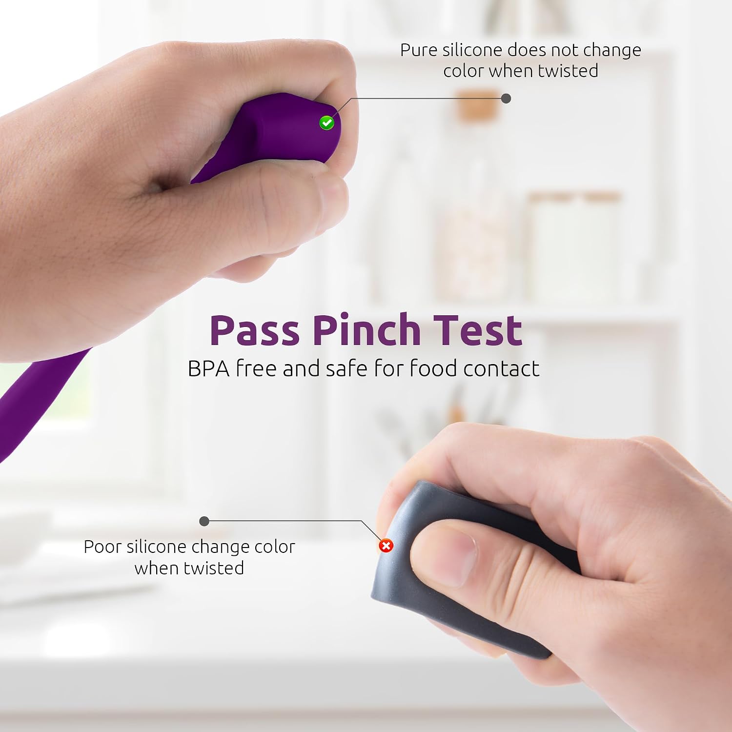 U-Taste 600ºF High Heat Skinny Silicone Jar Spatula (Purple) and 4oz×2 Silicone Food Container Mini Kitchen Storage with Airtight Lid Set of 2 (Aqua Sky) image 5