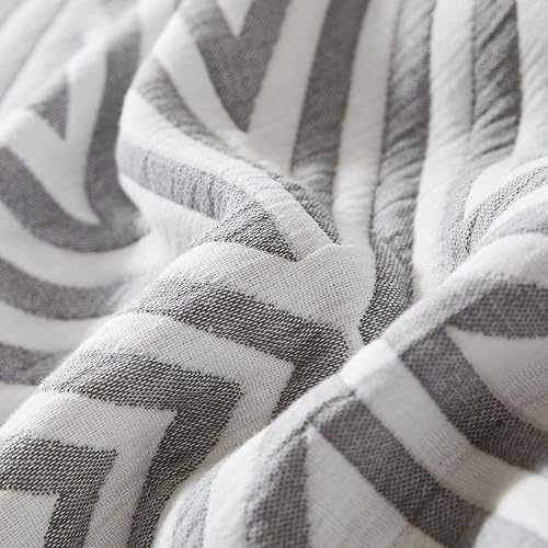 Miniatura 5 de EMME Manta de algodón  Edredón individual de 6 capas suave y gruesa de 400 GSM, manta jacquard triangular grande de 60 x 80 pulgadas, edredón de