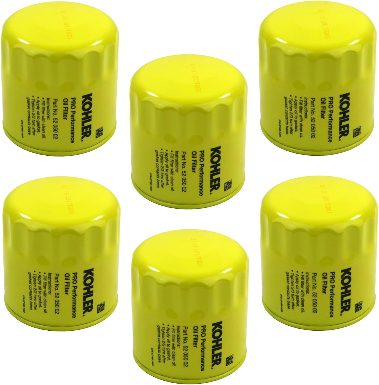 KOHLER 52 050 02-S Engine Oil Filter (6 Pack) Extra Capacity For CH11 - CH15, CV11 - CV22, M18 - M20, MV16 - MV20 And K582- 6 pack