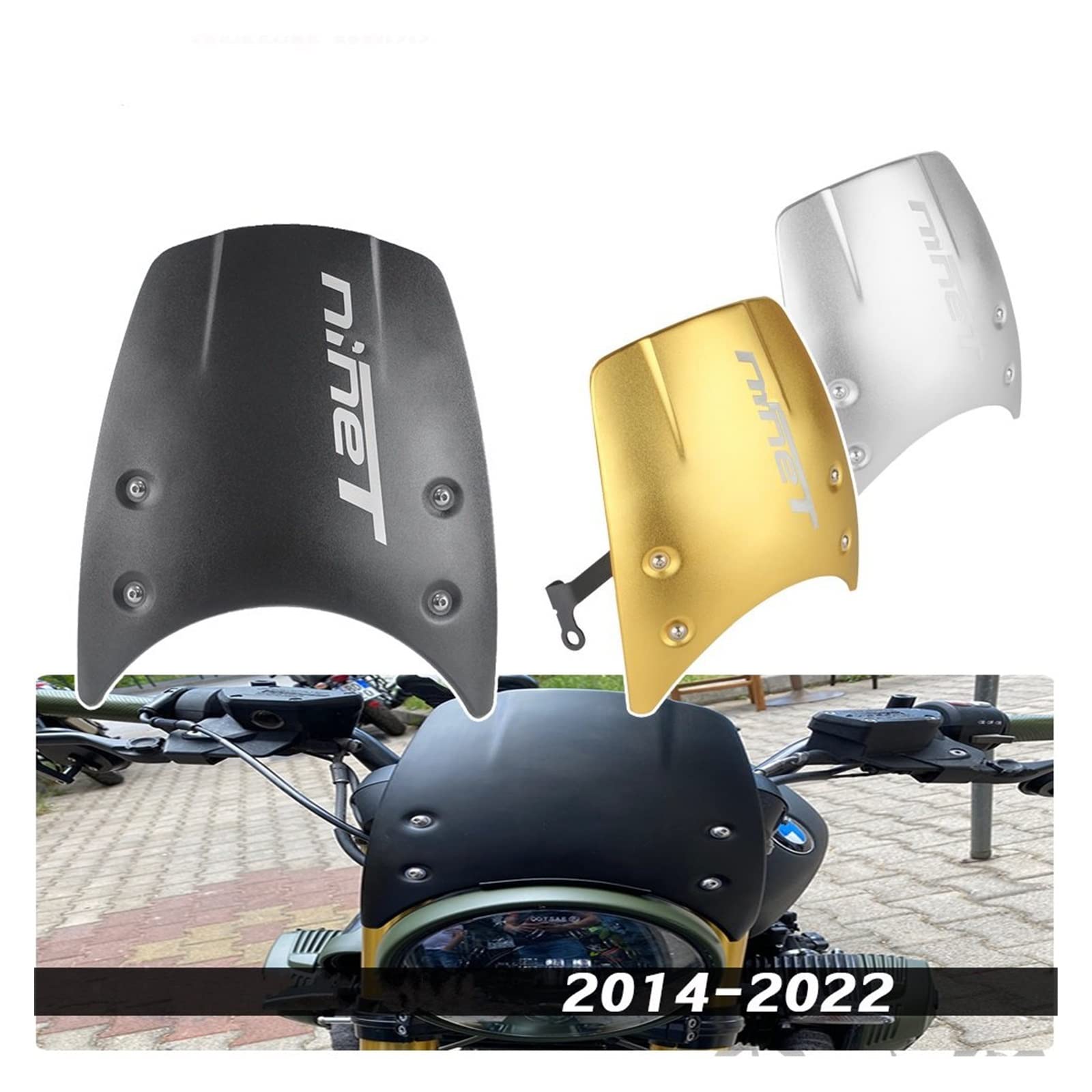 Parabrezza Moto Moto Cupolino Parabrezza Deflettore del Vento per B&MW R Nove T RNINET per Racer Puro Urbano Scrambler 2014-2022 (Colore : Argento)