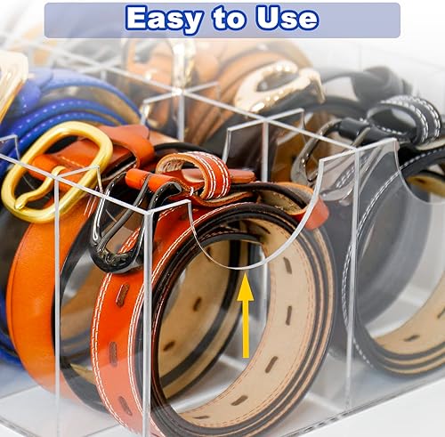 Miniatura 3 de Organizador de cinturón, soporte de almacenamiento acrílico para armario y cajón, contenedor de 10 compartimentos para sala de cheques, vitrina