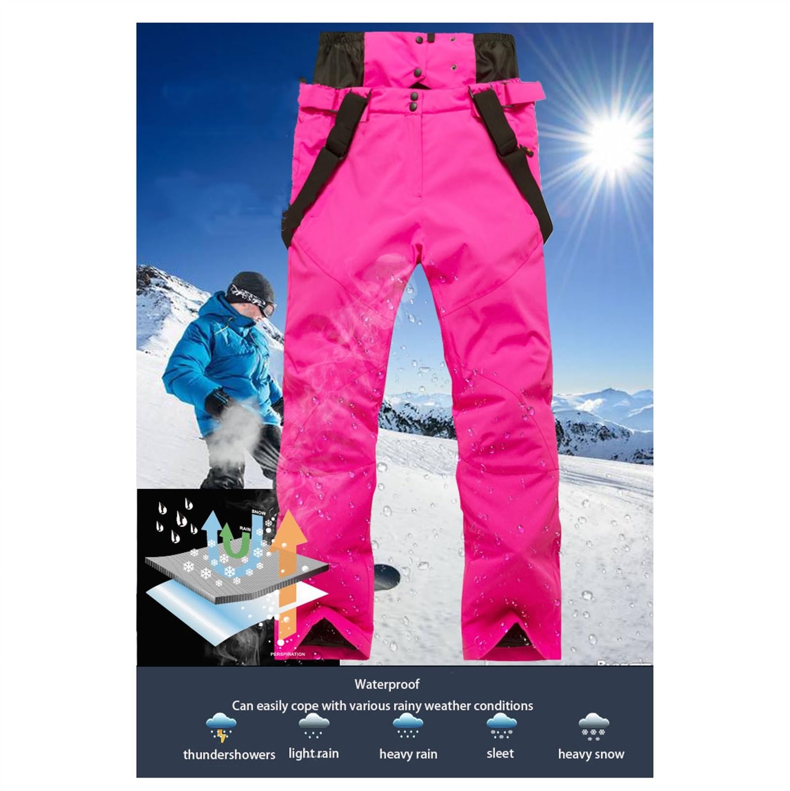 Conjunto de traje de esquí para hombre, chaqueta y pantalones impermeables aislados, diseño de graffiti cálido de invierno, perfecto para deportes de nieve, traje de nieve para hombres, equipo de