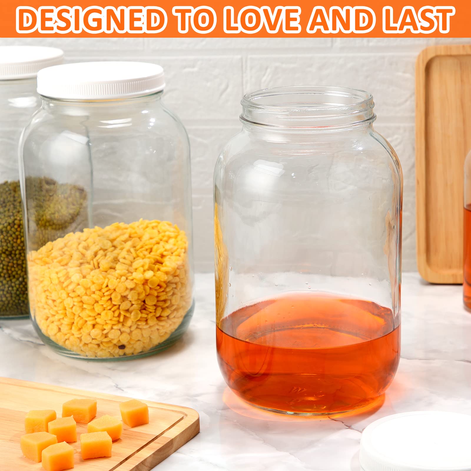 Yaomiao 8 Pcs 1 Gallon Glass Large Mason Jars Large Clear Glass Jar ...