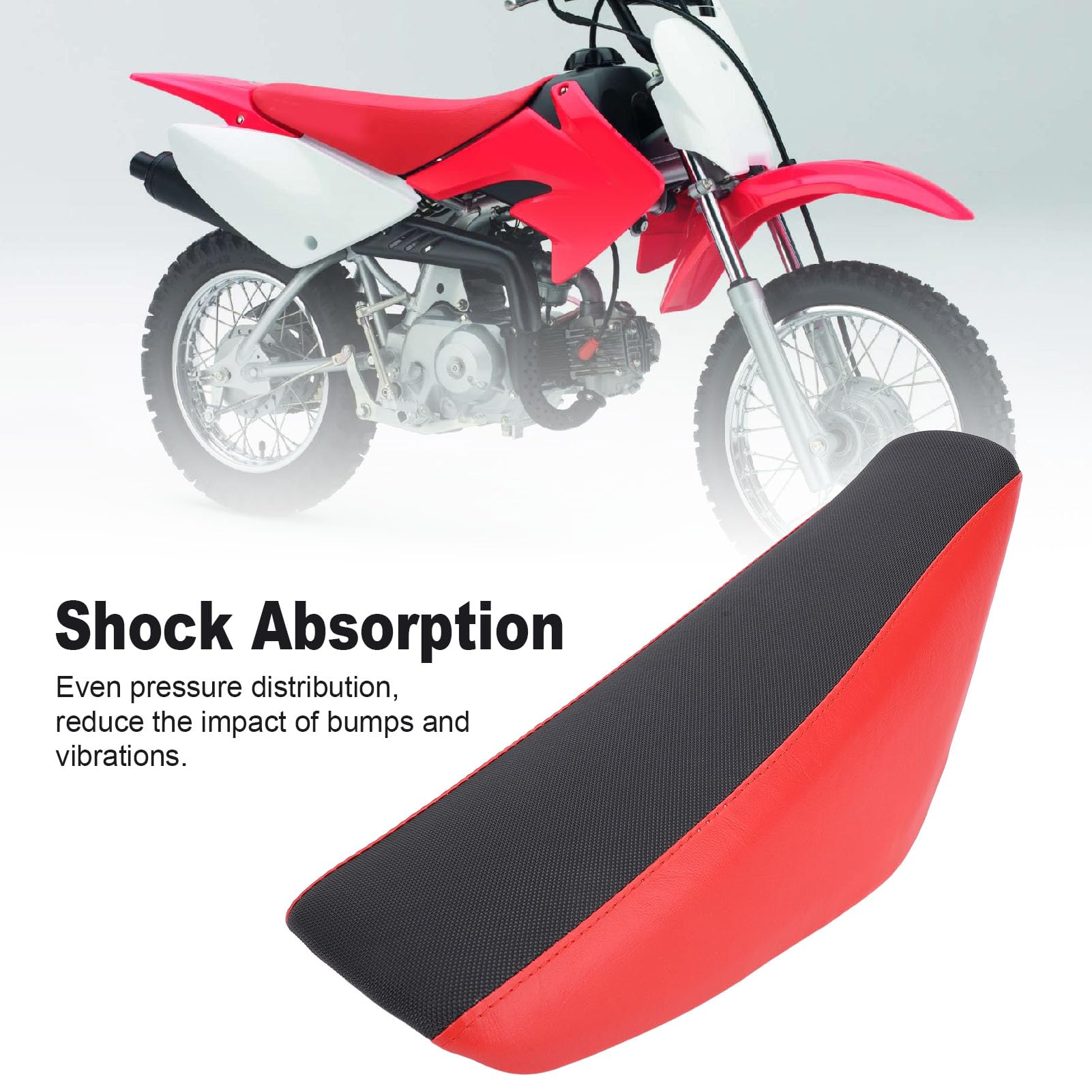 Asixxsix Siège de Moto Plat en Mousse, Absorption des Chocs et Conception Respirante pour XR50 50 90 110 125 150 160 Dirt Pit Bike Off Road Motocross Moto Scooter (rouge)