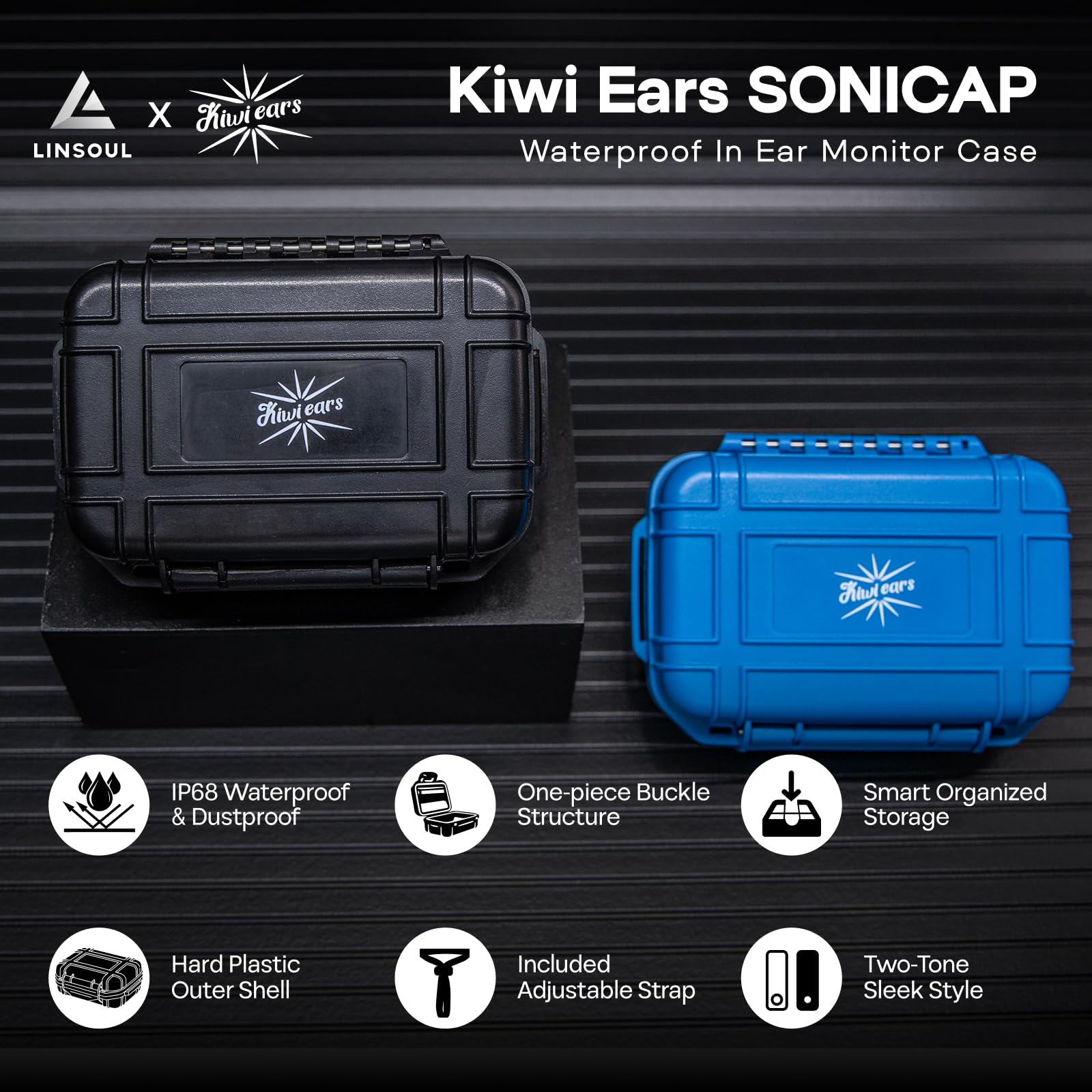 Linsoul Kiwi Ears Astral 1DD+6BA In Ear Monitor Ibrido,Cuffie cablate,Auricolari HiFi per Studio di Registrazione + KIWI EARS SONICAP Custodia Impermeabile per Auricolari