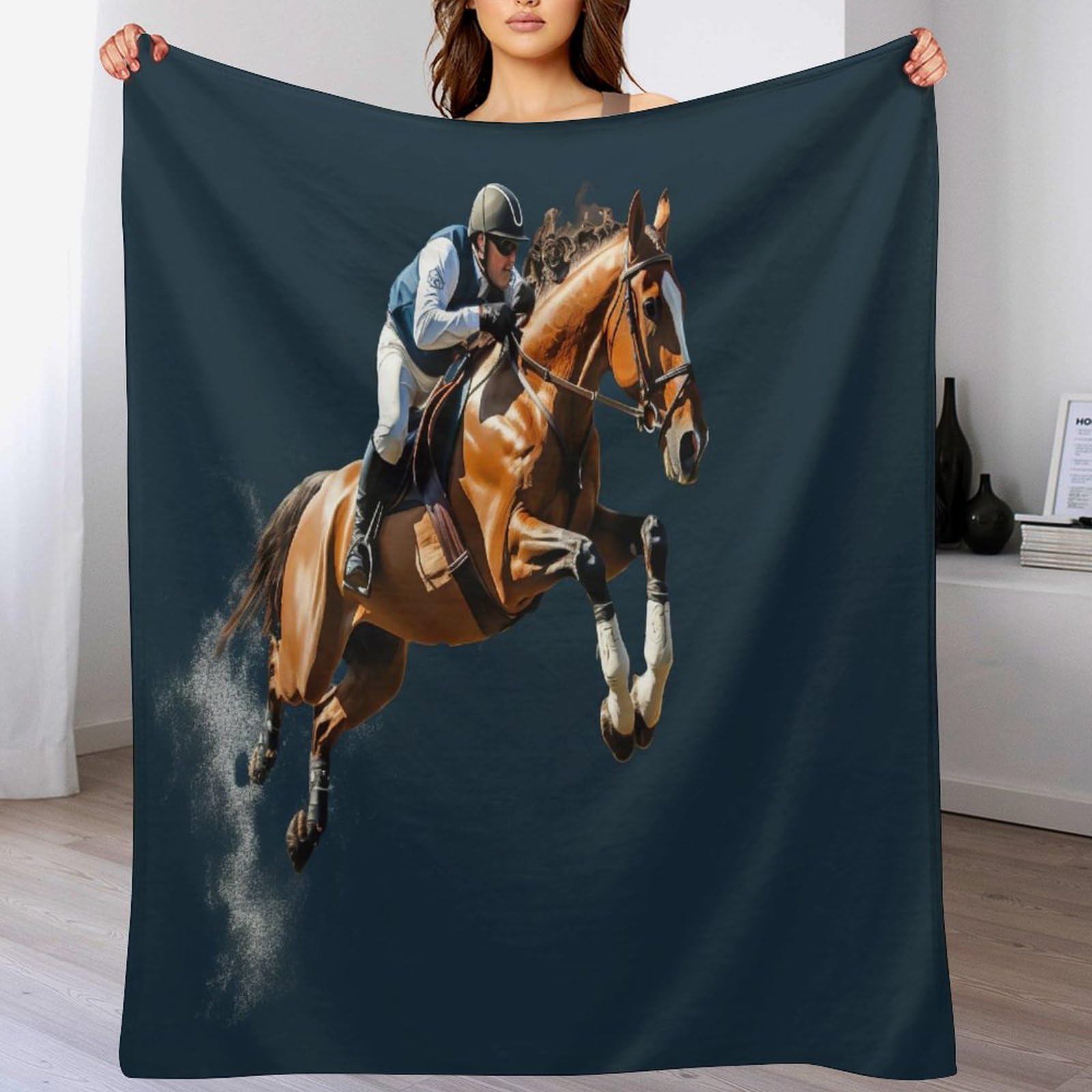 Couverture polaire cheval racing plaid lit couverture moelleuse flannel 100x130